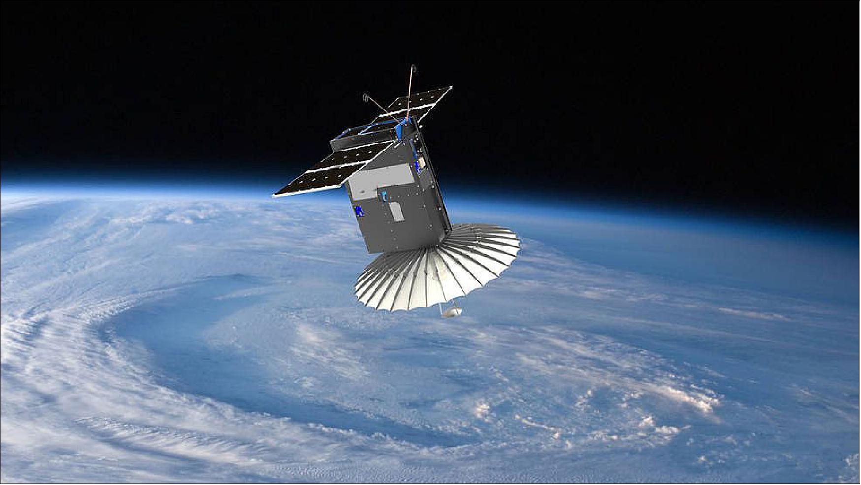 Figure 8: Artist's rendition of the deployed RainCube 6U CubeSat (image credit: Tyvak/Jonathan Sauder/NASA/JPL-Caltech) 10)