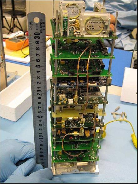 Figure 7: Photo of the Delfi-C3 board stack (image credit: TU Delft)