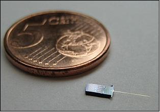 Figure 12: Photo of the Pitot tube sensor with a 5 cent coin as size reference (image credit: PRECISE consortium)