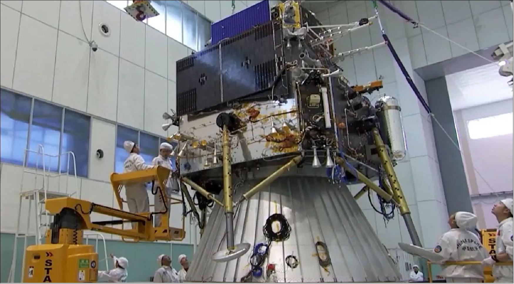 Figure 2: China's Chang'e-5 spacecraft stack undergoing testing (image credit: CCTV/framegrab)