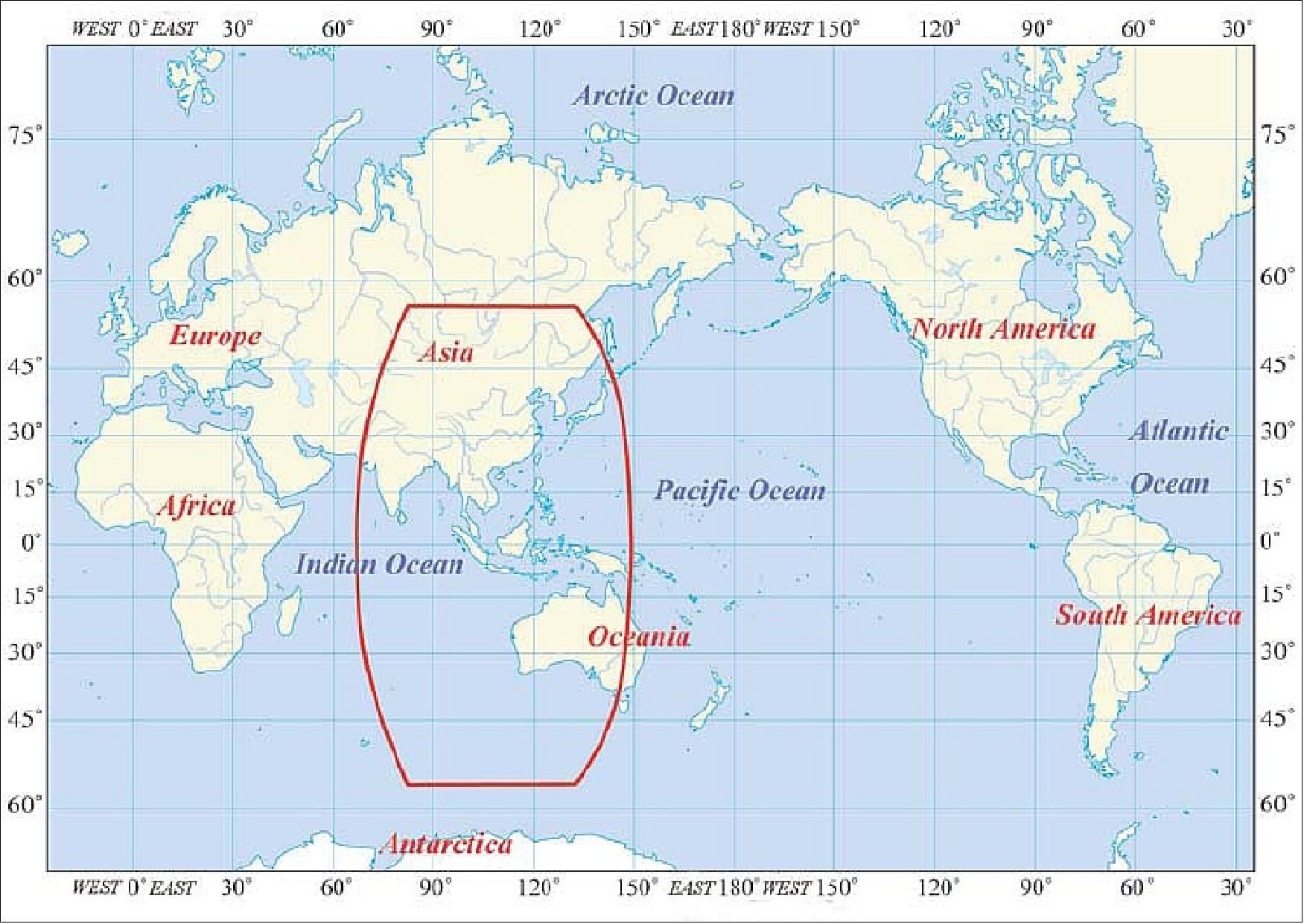 Figure 10: The BDS regional service coverage (image credit: CSNPC, Ref. 59)