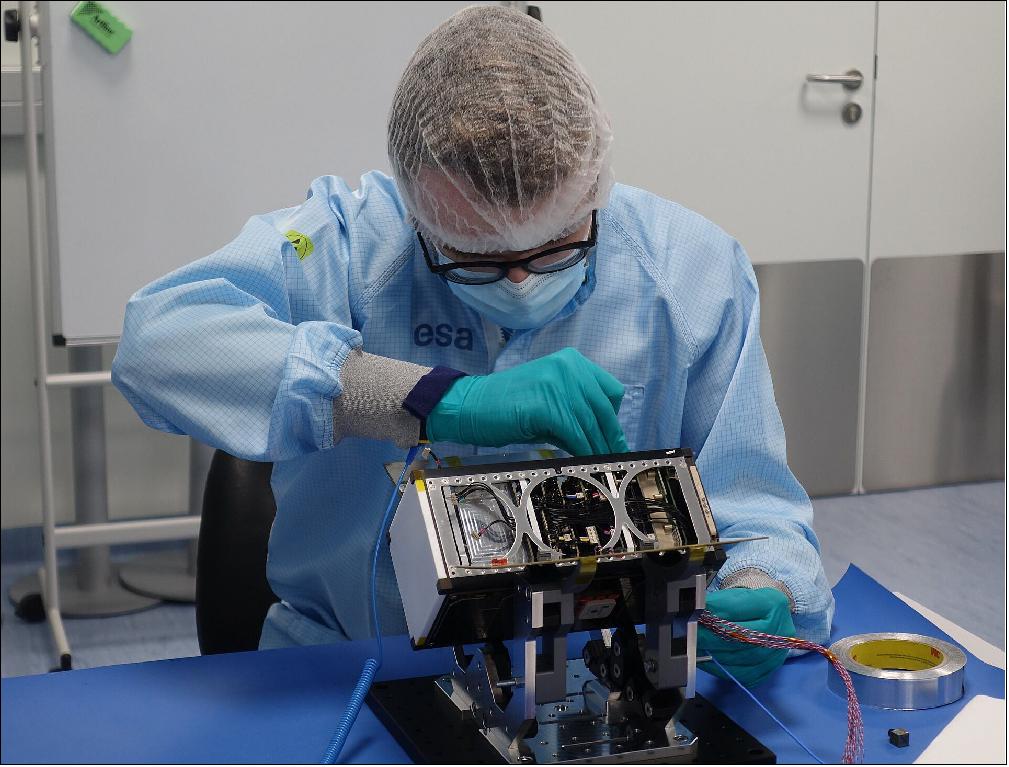 Preparing EIRSAT-1 for shaker (image credit: ESA)