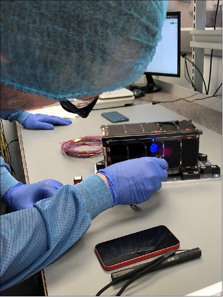 Inspection of EIRSAT-1 satellite (image credit: ESA)