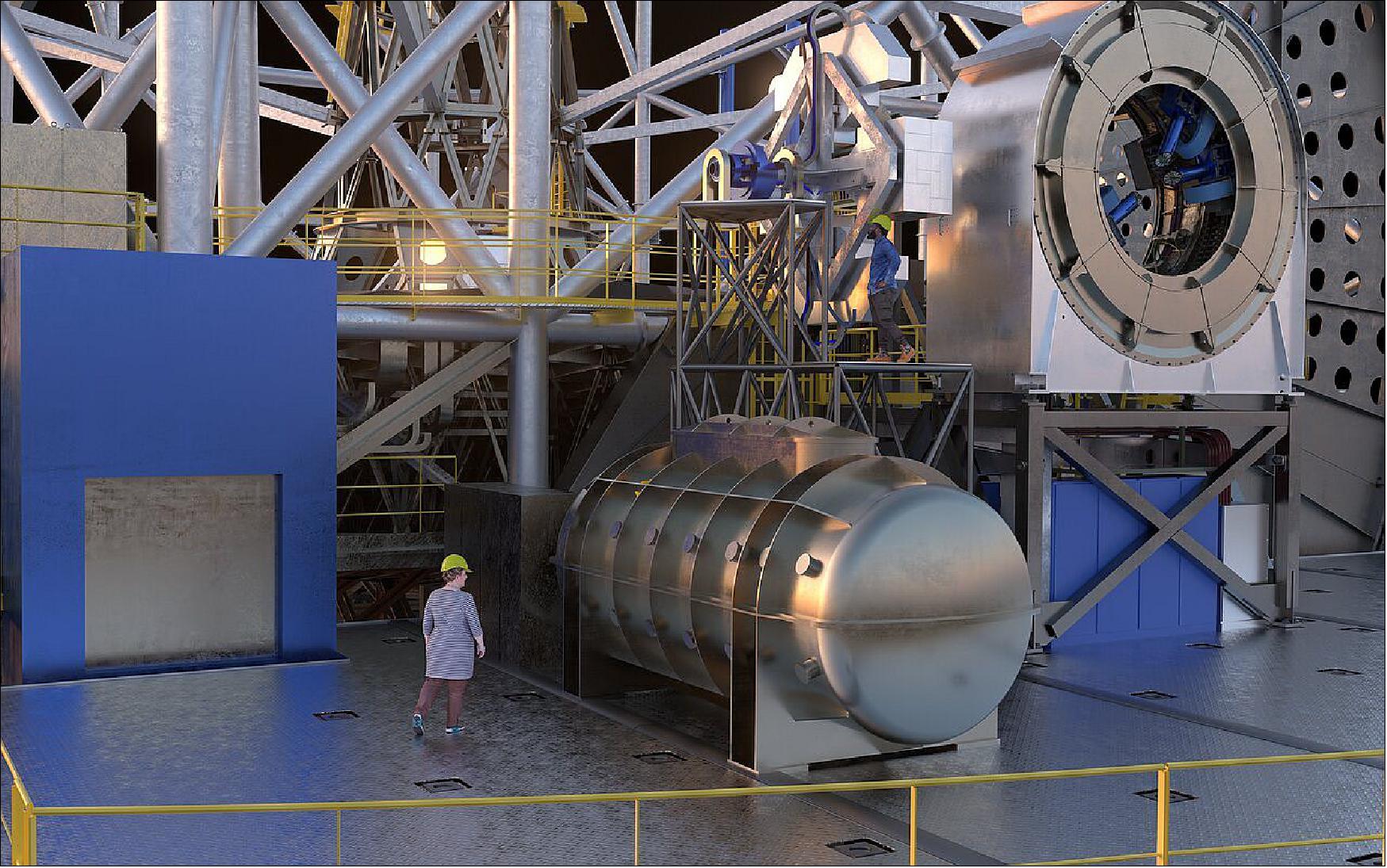 The high-resolution ELT instrument HIRES (HIgh REsolution Spectrograph) will allow astronomers to study astronomical objects that require highly sensitive observations. It will be used to search for signs of life in Earth-like exoplanets, find the first stars born in the Universe, test for possible variations of the fundamental constants of physics, and measure the acceleration of the Universe's expansion (image credit: ESO)