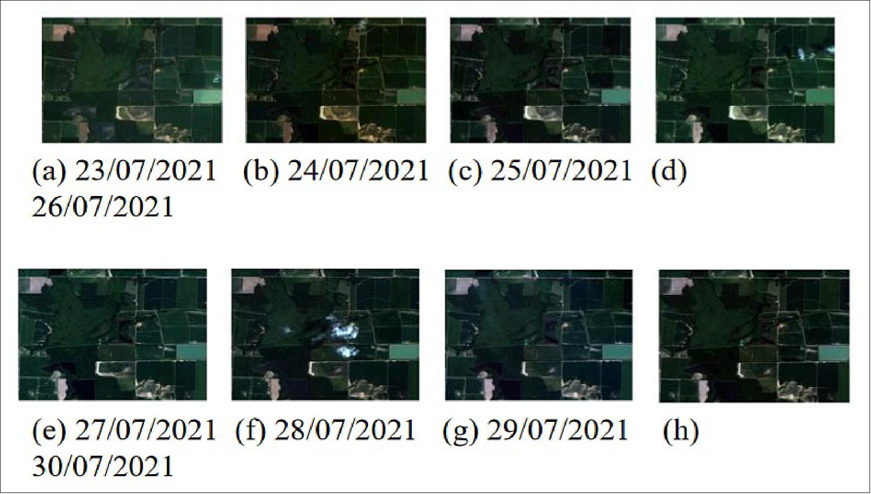 Figure 6: JL-1-GF03Bs' images from 8 consecutive days (image credit: CGSTL, HEAD)
