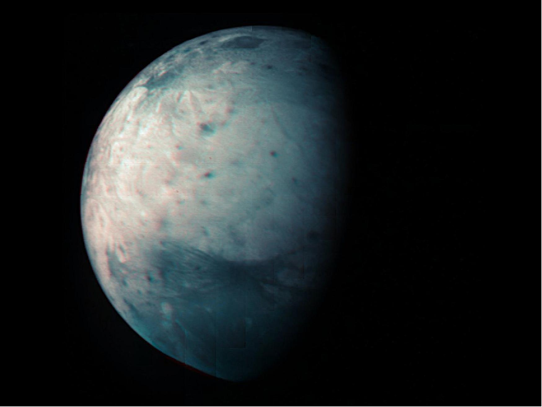 Figure 9: This infrared view of Jupiter's icy moon Ganymede was obtained by the JIRAM instrument aboard Juno during its flyby on 20 July 2021 (image credit: NASA/JPL-Caltech/SwRI/ASI/INAF/JIRAM)
