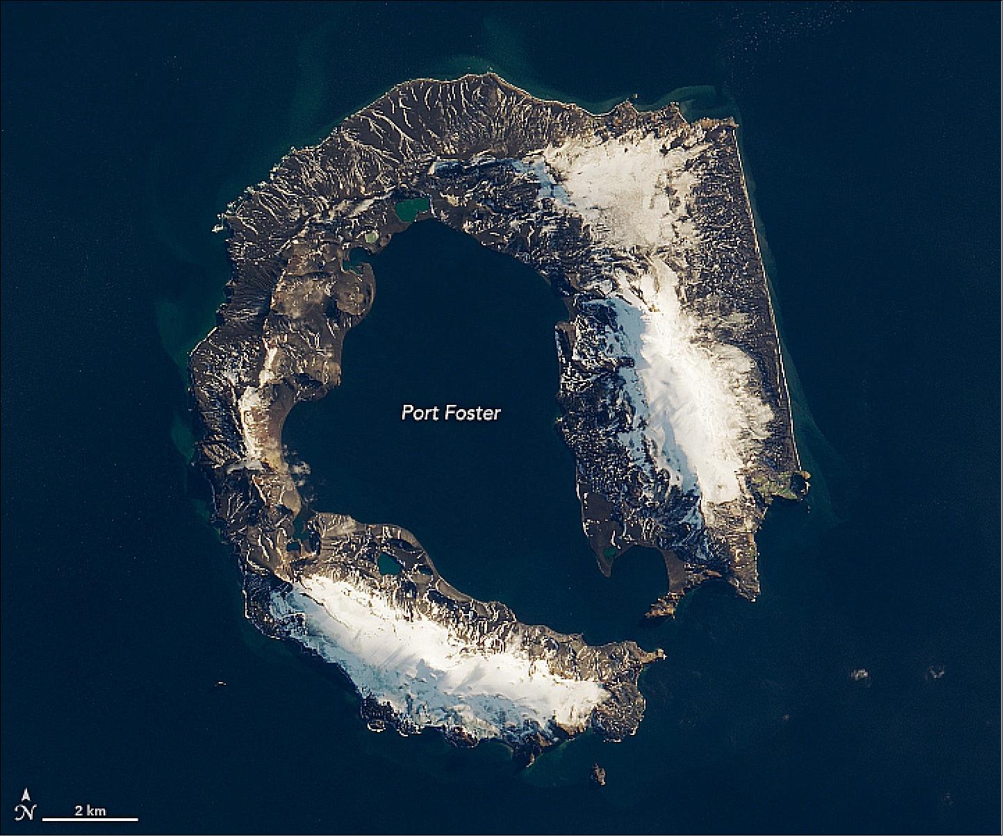 Figure 132: This image shows the island on March 23, 2018, when the top of the volcano was visible (image credit: NASA Earth Observatory, image by Lauren Dauphin, using Landsat data from the U.S. Geological Survey. Story by Kasha Patel)