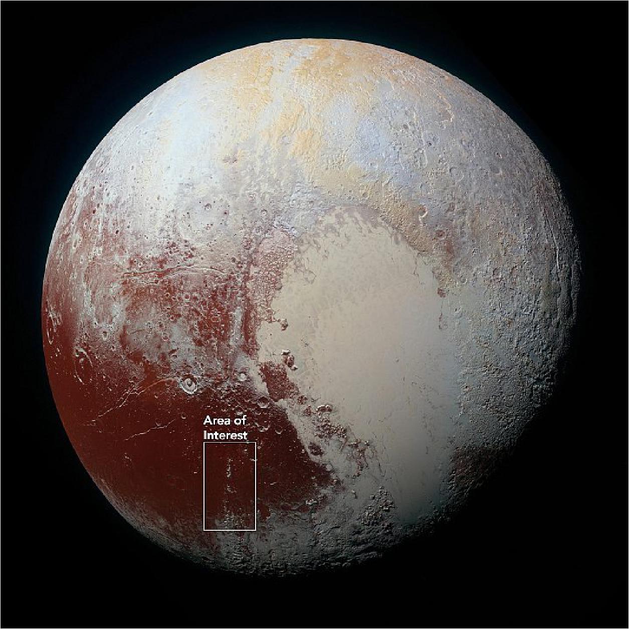 Figure 24: Researchers find that ice caps on the mountains of Pluto are made of methane, but develop through an opposite process from that on Earth (image credit: NASA Earth Observatory)