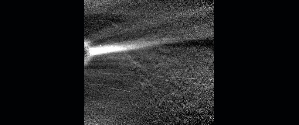 Figure 59: This animated sequence of visible-light images from Parker Solar Probe's WISPR instrument shows a coronal streamer, observed when Parker Solar Probe was near perihelion on Jan. 28, 2020 (image credits: NASA/Johns Hopkins APL/Naval Research Lab/Parker Solar Probe)