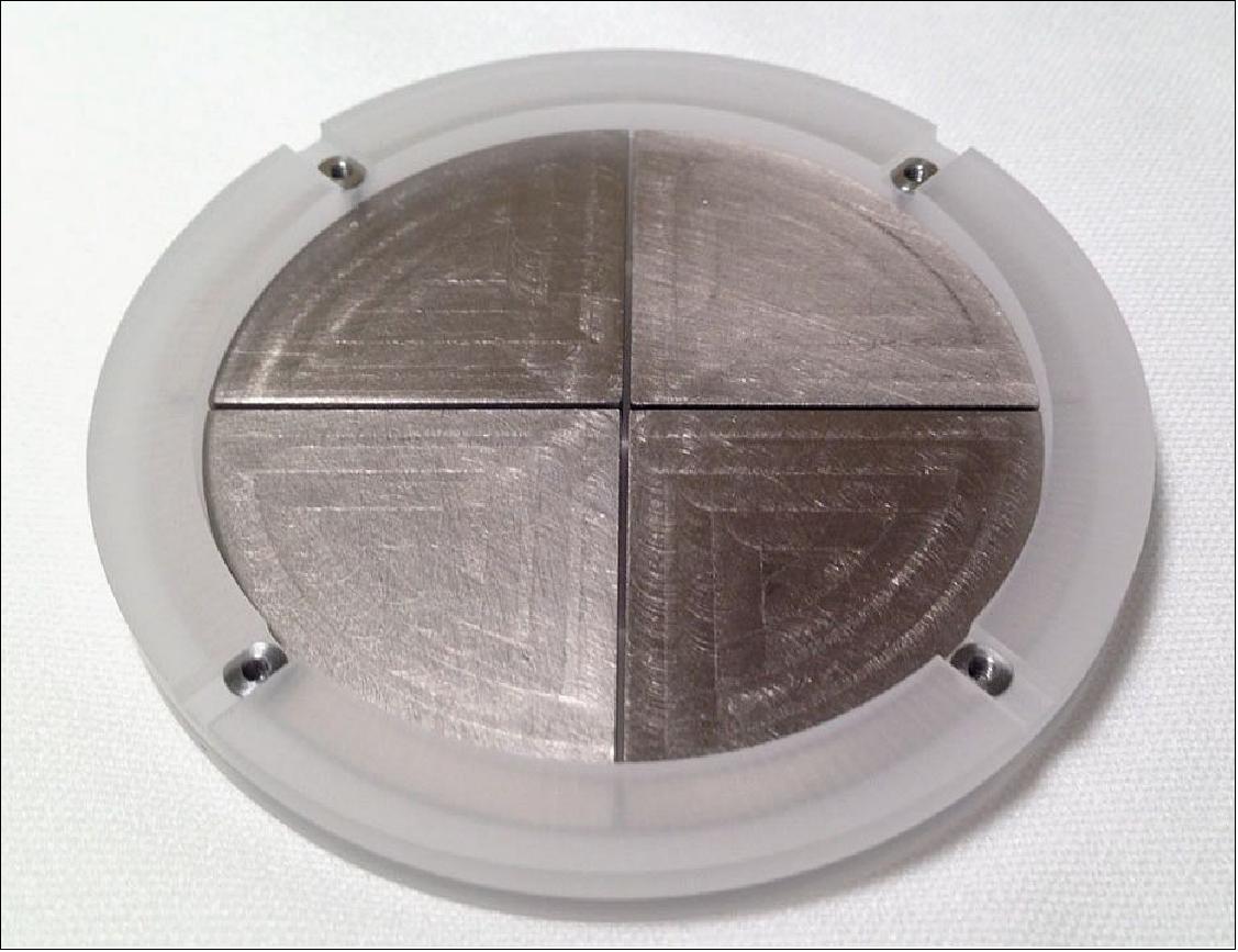 Figure 76: The four collector plates within their sapphire housing (image credit: SWEAP collaboration)