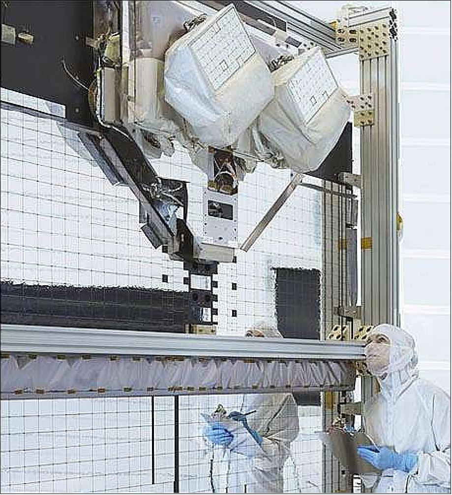 Figure 7: LCRD will demonstrate the robust capabilities of optical communications. The metallic surface pictured in the second image reflects incoming optical communications signals, relaying them to space or ground telescopes (image credit: NASA)