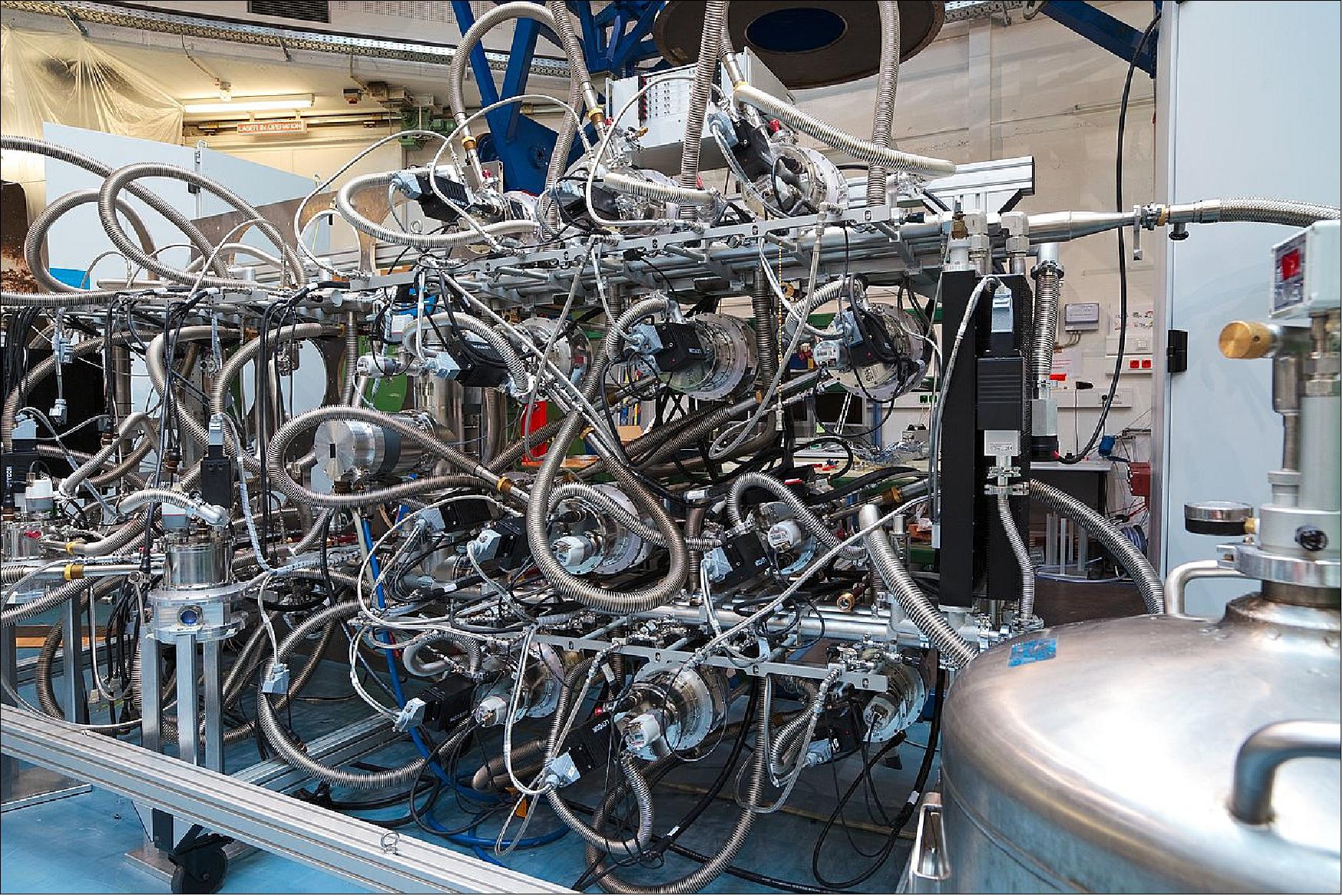 Figure 103: MUSE is a second-generation instrument in development for ESO's Very Large Telescope (VLT), due to begin operation in 2012. MUSE is an extremely powerful and innovative 3D spectrograph with a wide field of view, providing simultaneous spectra of numerous adjacent regions in the sky. The instrument is fed by a new multiple-laser adaptive optics system on the VLT. The development of MUSE has been a key experience for the next generation instruments, for both the VLT and the planned Extremely Large Telescope (ELT). The VLT instrumentation program is the most ambitious ever conceived for a single observatory (image credit: ESO)