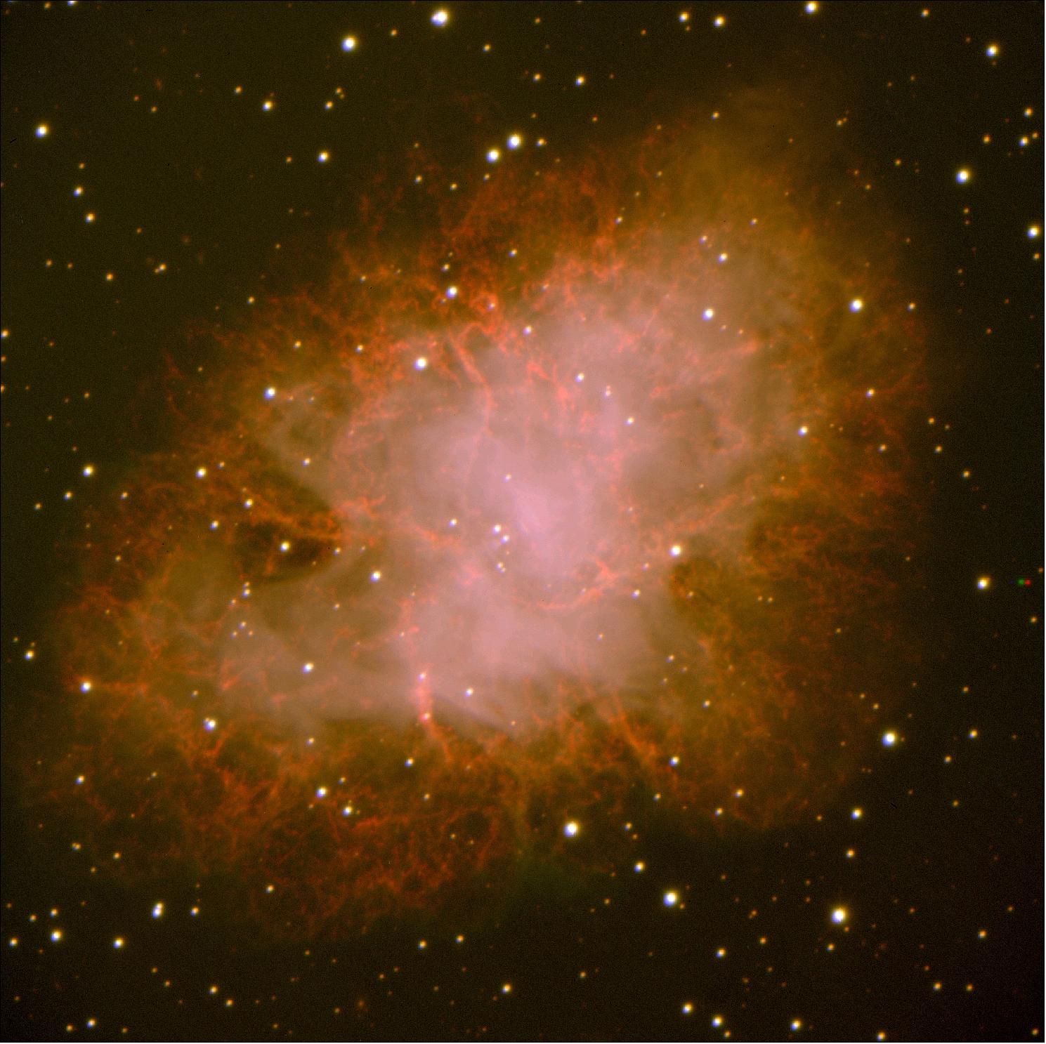 Figure 84: The Crab Nebula (Messier 1), as observed by VIMOS. This well-known object is the remnant of a stellar explosion in the year 1054 (image credit: ESO)