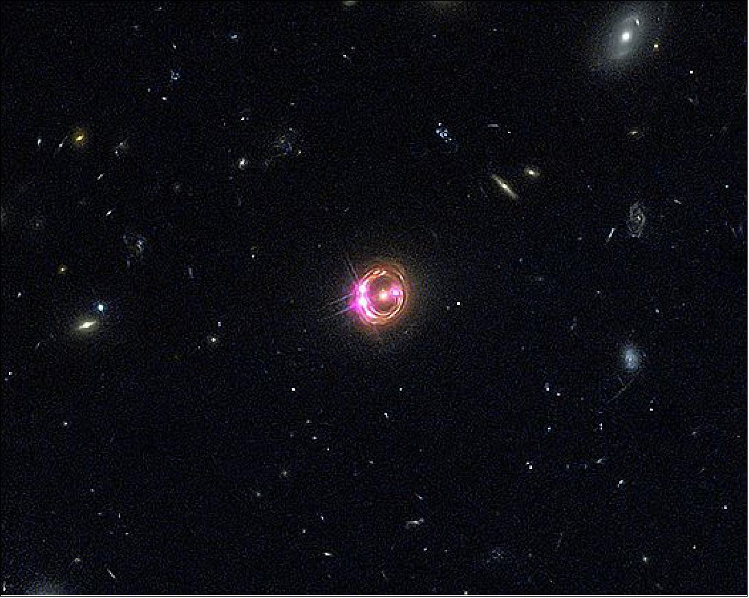 Figure 119: RX J1131-1231: Chandra & XMM-Newton Provide Direct Measurement of Distant Black Hole's Spin (image credit: NASA/CXC/Univ of Michigan/R. C. Reis, et al; Optical: NASA/STScI)