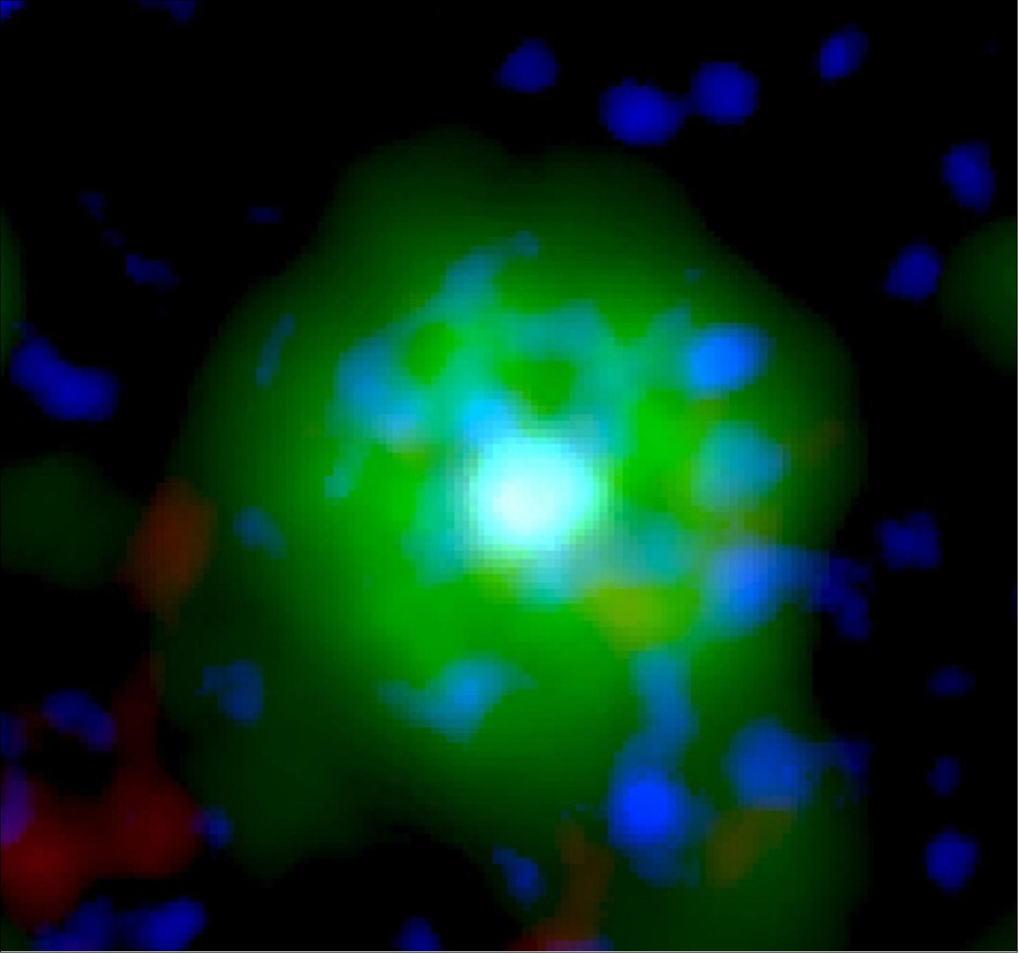 Figure 28: This image shows a new type of star that has never been seen before in X-ray light. This strange star formed after two white dwarfs – remnants of stars like our Sun – collided and merged. But instead of destroying each other in the event, the white dwarfs formed a new object that shines bright in X-ray light (ESA/XMM-Newton, L. Oskinova/Univ. Potsdam, Germany)