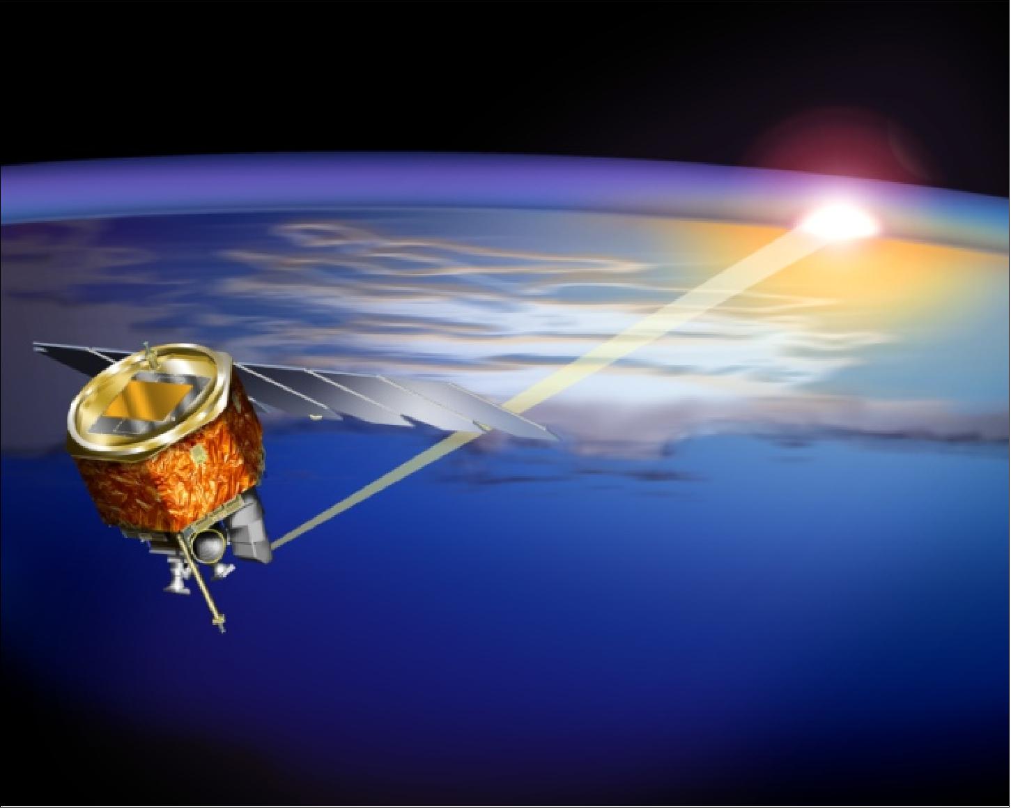 Figure 1: Artist's view of the AIM spacecraft in orbit to observe noctilucent clouds (image credit: Emily Hill Design)
