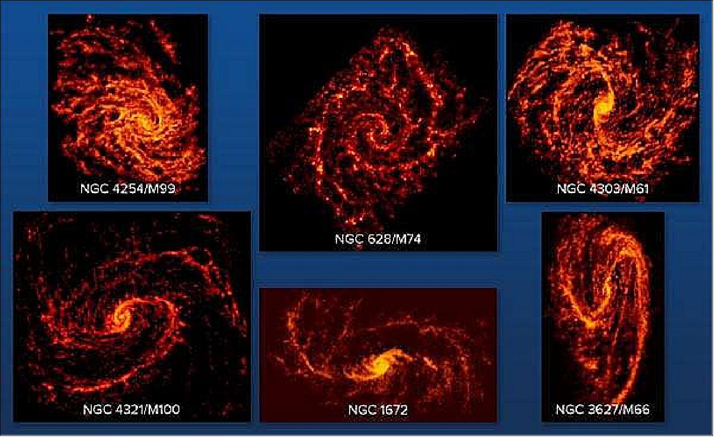 Figure 109: The ALMA telescope is conducting an unprecedented survey of nearby disk galaxies to study their stellar nurseries. With it, astronomers are beginning to unravel the complex and as-yet poorly understood relationship between star-forming clouds and their host galaxies [image credit: ALMA (ESO/NAOJ/NRAO); NRAO/AUI/NSF, B. Saxton]