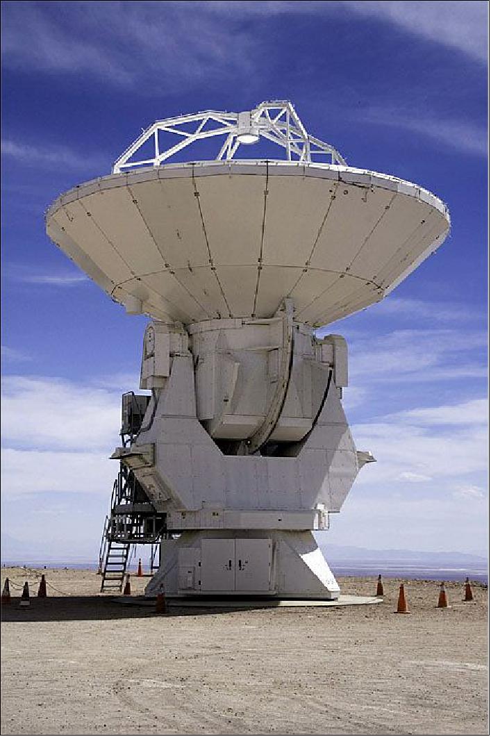 Figure 4: Photo of the first ALMA 12 m antenna, manufactured by Mitsubishi Electric Corporation (image credit: ALMA ,ESO/NAOJ/NRAO)