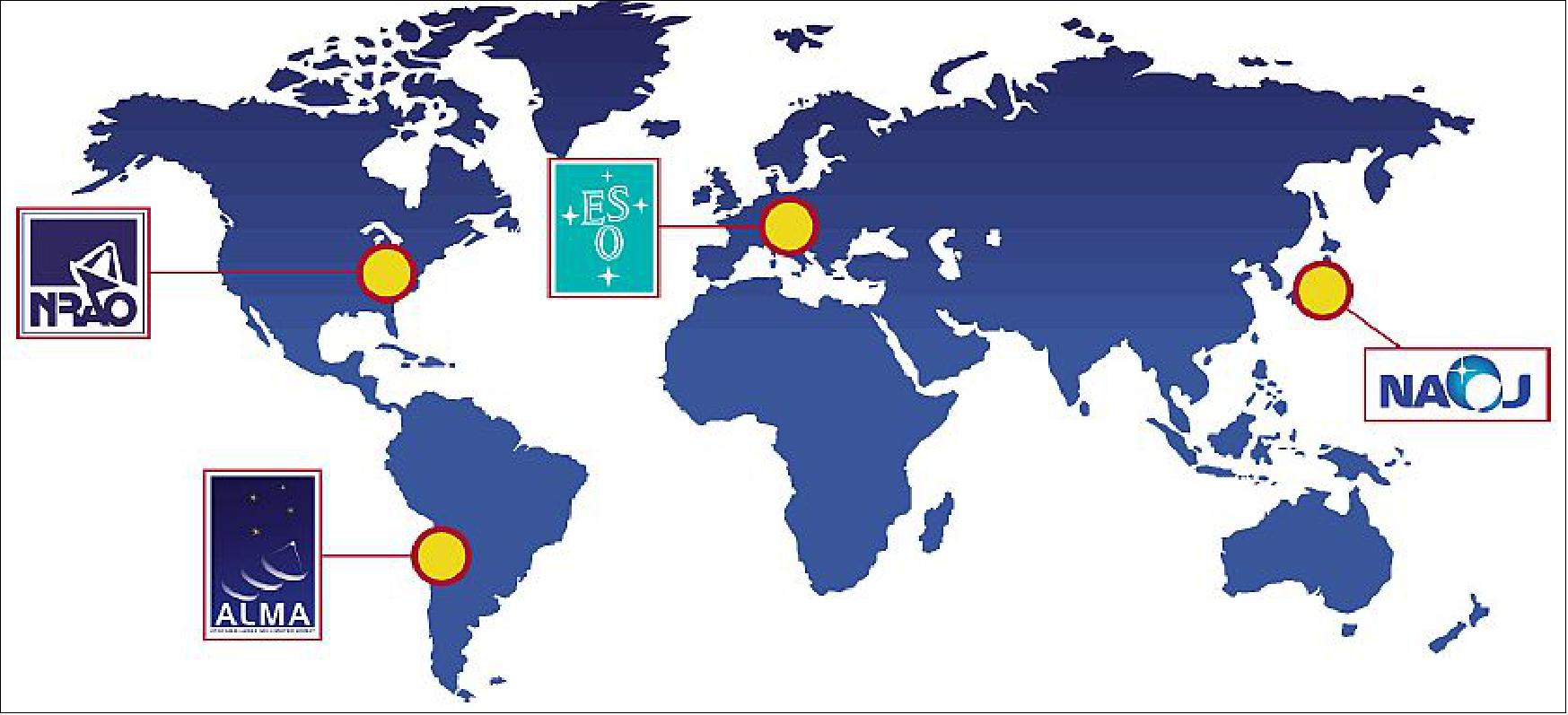 Figure 1: Global partnerships of the ALMA Program (image credit: ALMA partnership) 3)