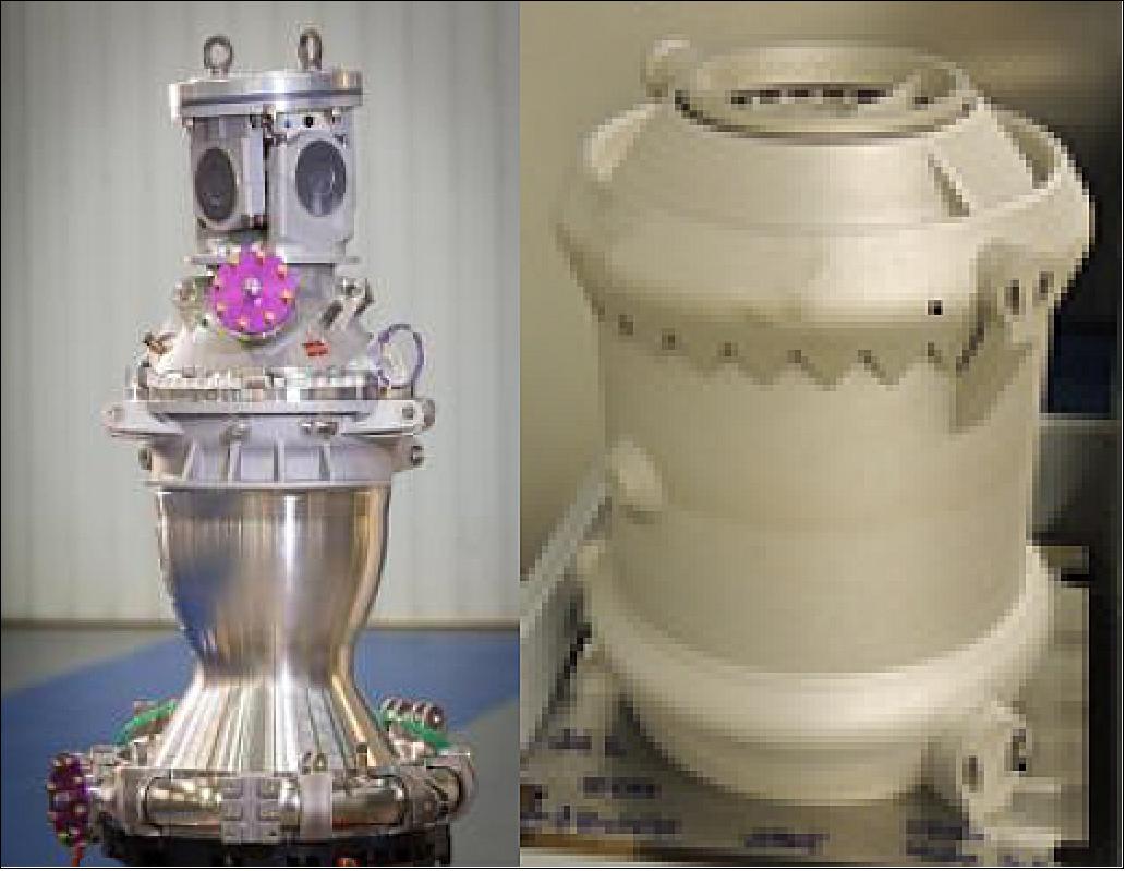 Figure 86: Vinci combustion chamber (left) and first APU 3D-printed gas generator (right), image credit: ArianeGroup