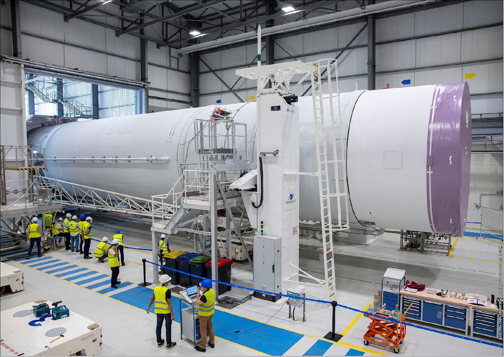 Figure 16: First Ariane 6 lower stage to enter the new assembly building at Europ's Spaceport in French Guiana (image credit: ESA/CNES/Aianespace)