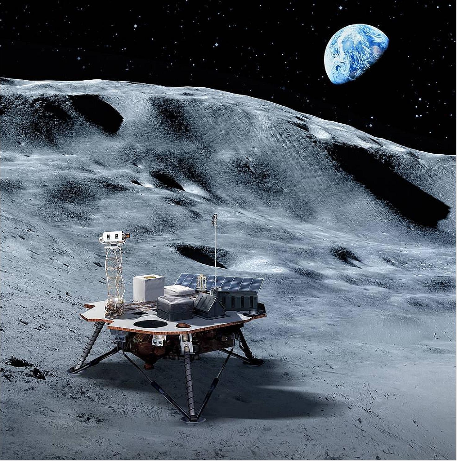 Figure 46: Commercial landers will carry NASA-provided science and technology payloads to the lunar surface, paving the way for NASA astronauts to land on the Moon by 2024 (image credit: NASA)