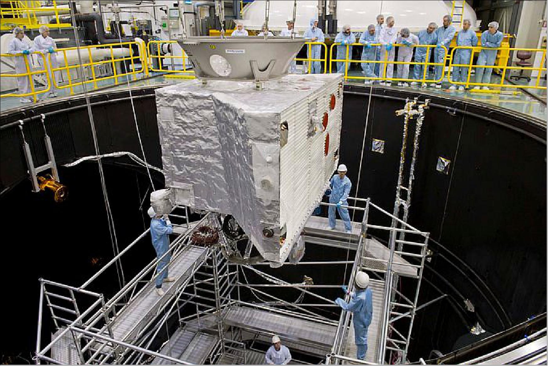 Figure 153: Photo of the BepiColombo spacecraft as it is moved into ESA’s space simulator (image credit: ESA) 153)