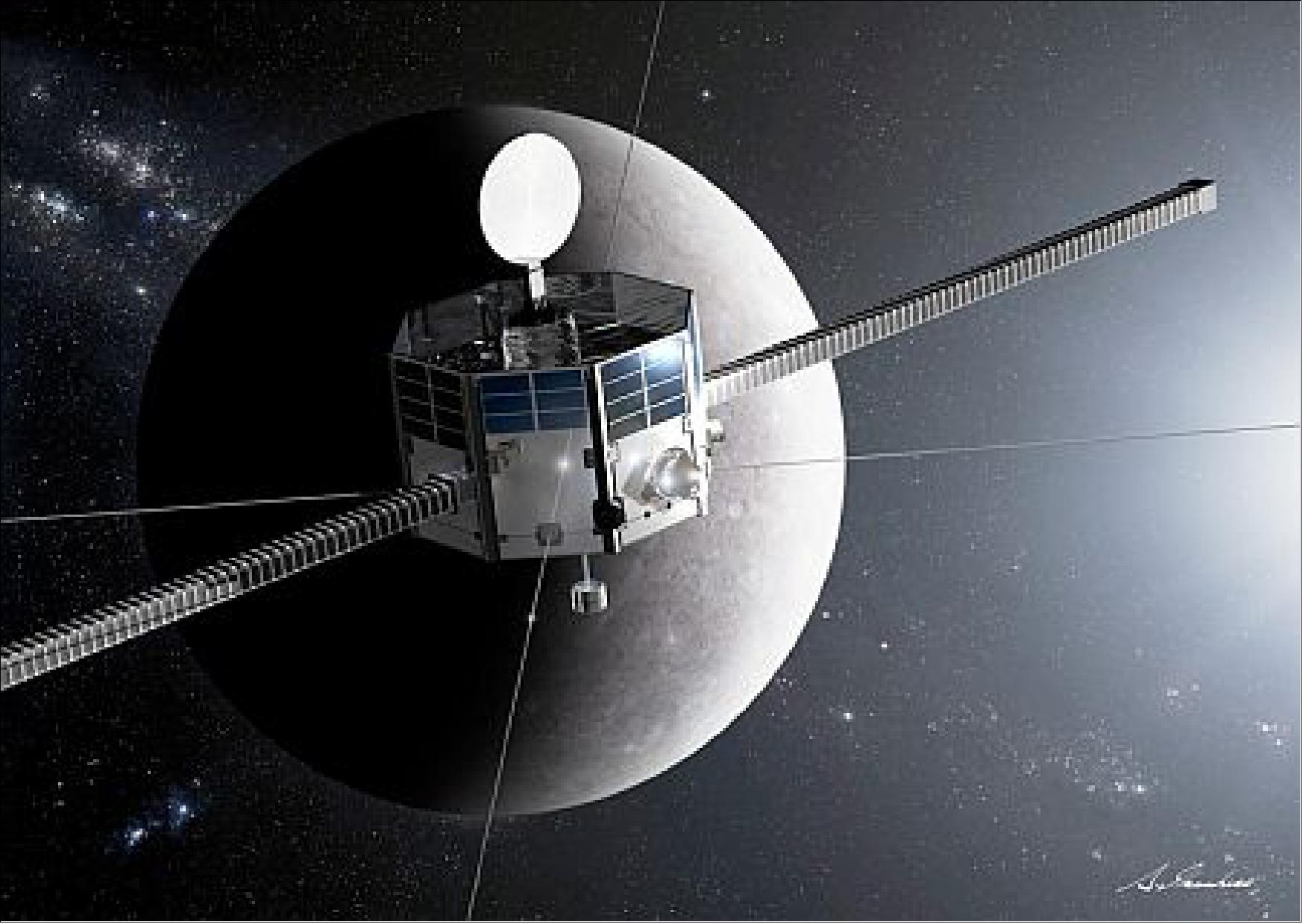 Figure 91: Artist's rendition of the MMO spacecraft in Mercury orbit (image credit: JAXA)