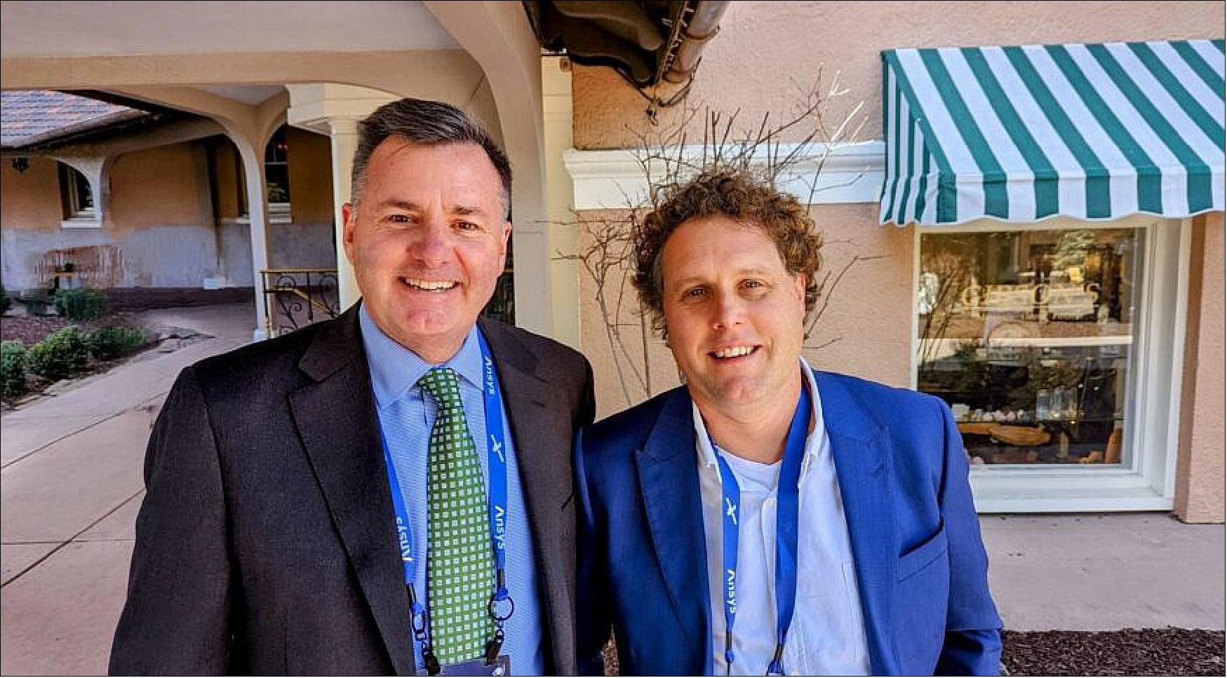 Figure 3: Brian O’Toole, CEO of BlackSky (left) and Peter Beck, CEO of Rocket Lab (right) meet April 4 at the 37th Space Symposium in Colorado Springs (image credit: BlackSky)