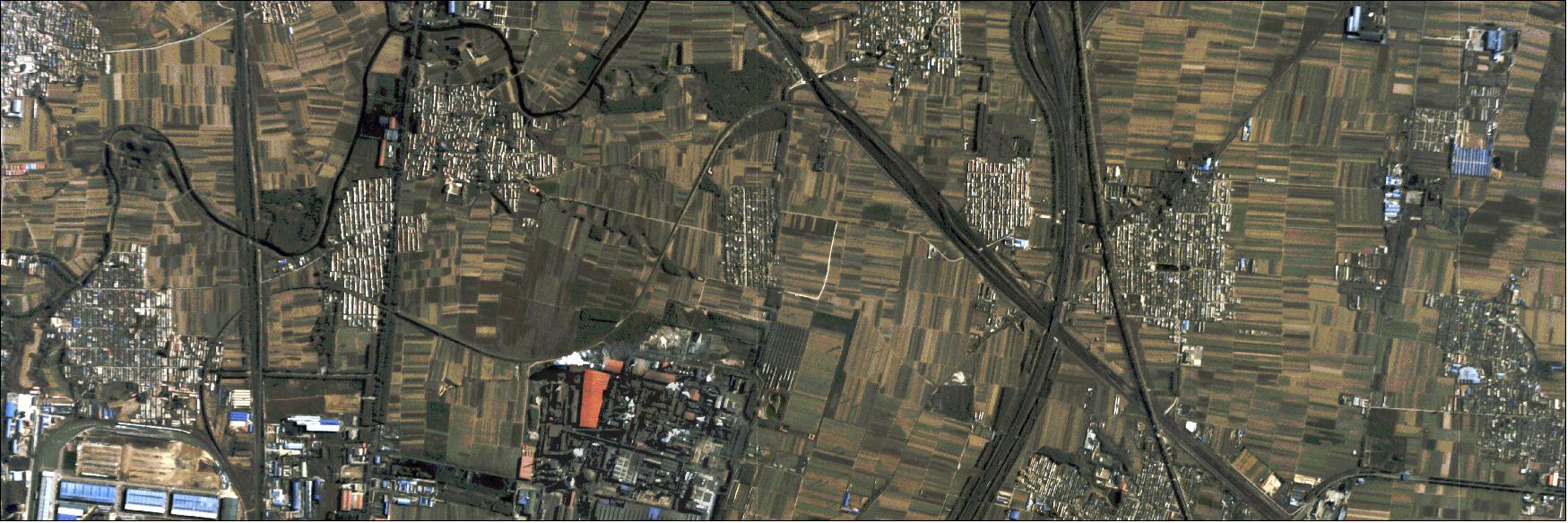 Figure 19: BlackSky Pathfinder-1 scene showing farms and industrial sites around Beijing, China (image credit: Spaceflight Industries, BlackSky)