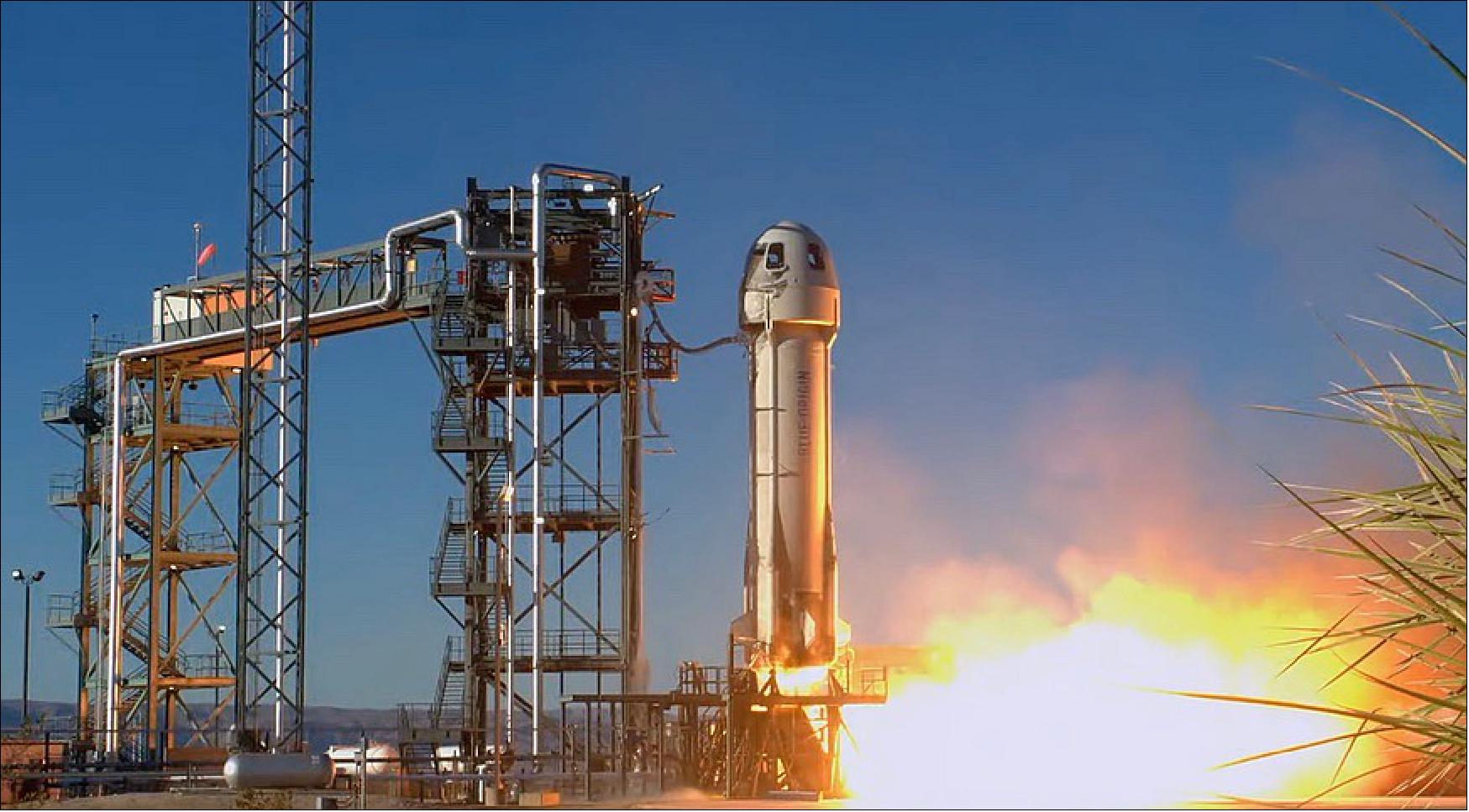 Figure 4: Blue Origin's New Shepard lifts off March 31 on the NS-20 suborbital missions (image credit: Blue Origin webcast)