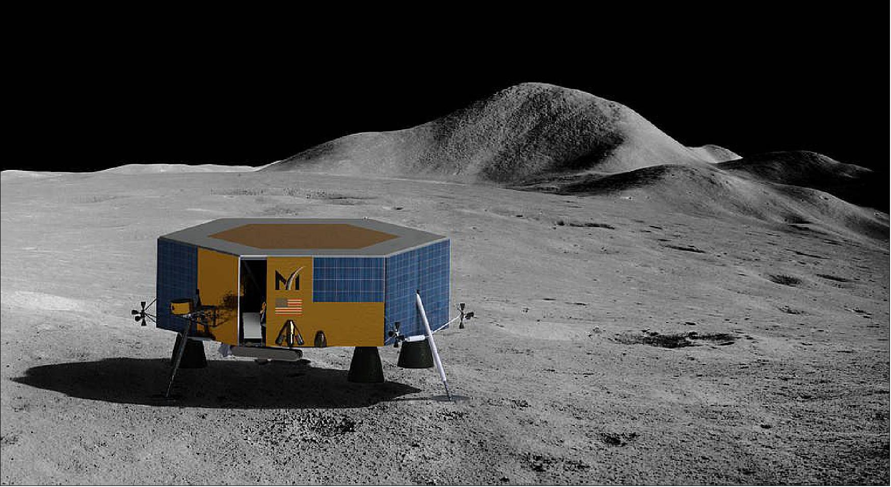 Figure 1: Masten’s XL-1 lunar lander will deliver science and technology payloads to the Moon’s South Pole in 2022 (image credit: Masten Space Systems)
