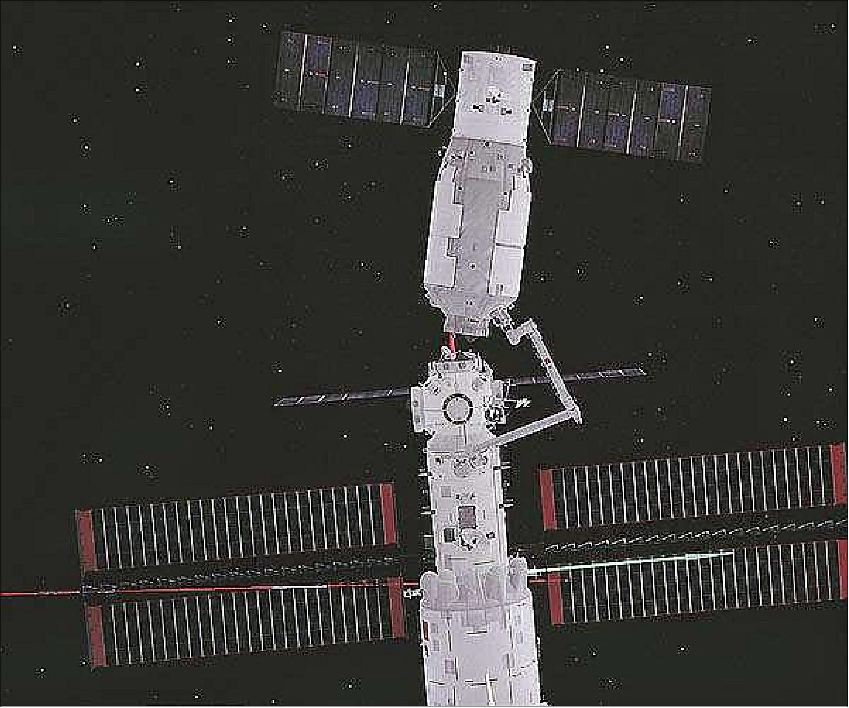 Figure 22: Photo taken on Jan. 6, 2022 at Beijing Aerospace Control Center in Beijing, capital of China, shows the transposition test of the Tianzhou-2 cargo craft using its space station's robotic arm (photo credit: Xinhua)