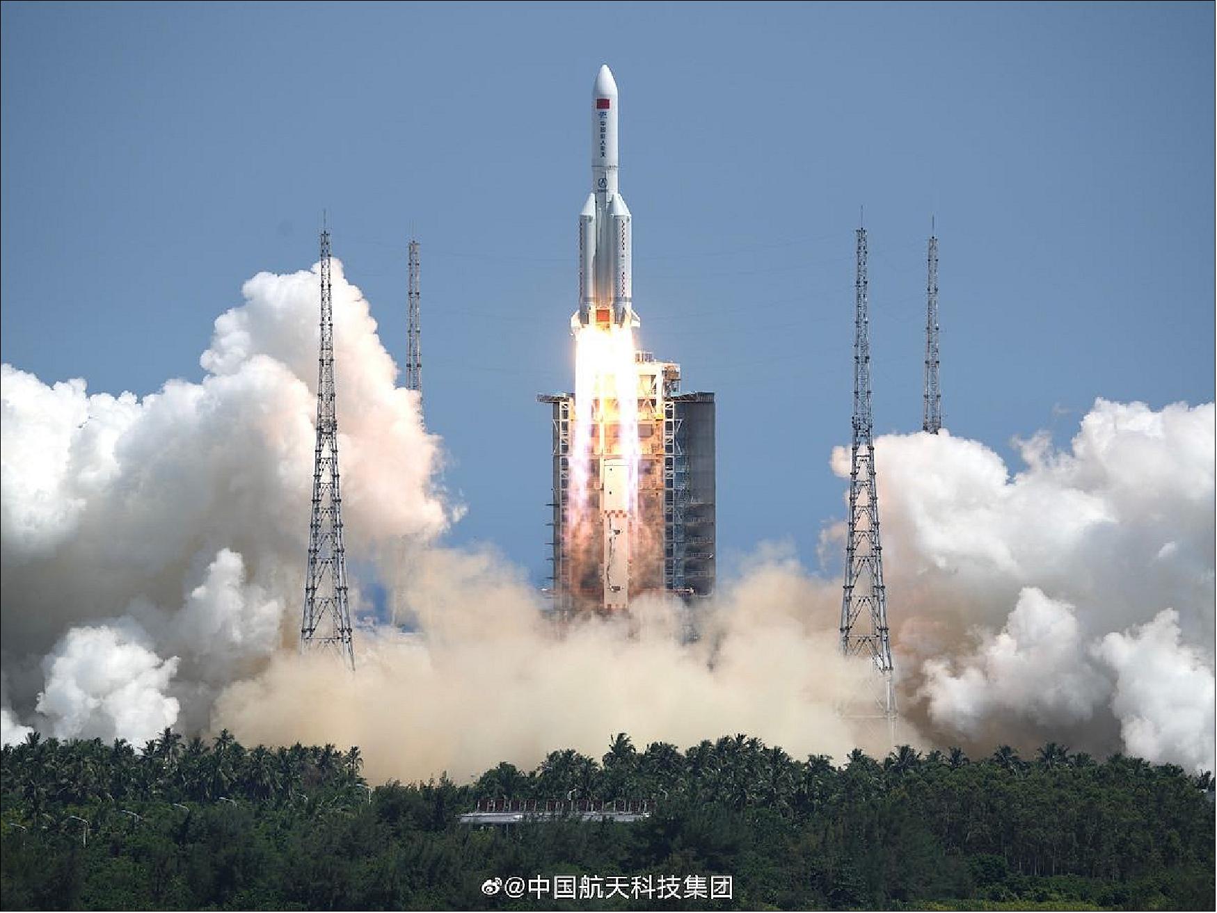 Figure 11: A Long March 5B rocket lifts off with the Wentian module bound for China’s Tiangong space station (image credit: CASC)