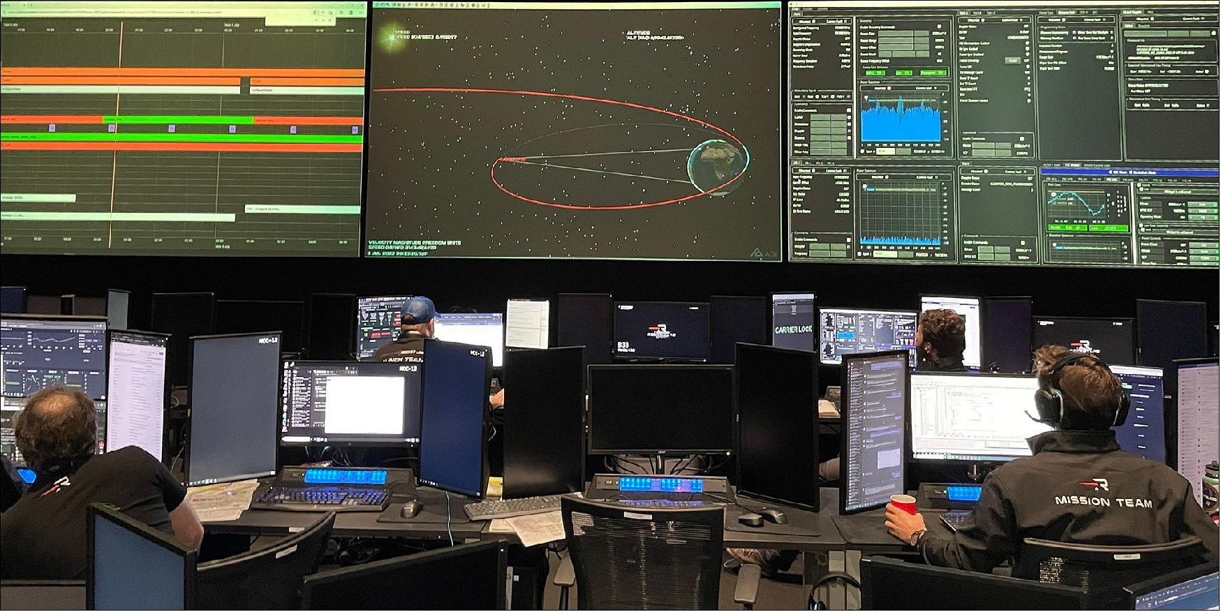 Figure 13: Rocket Lab mission controllers monitor the performance of its Lunar Photon transfer stage before the deployment of the CAPSTONE lunar CubeSat July 4 (image credit: Rocket Lab)