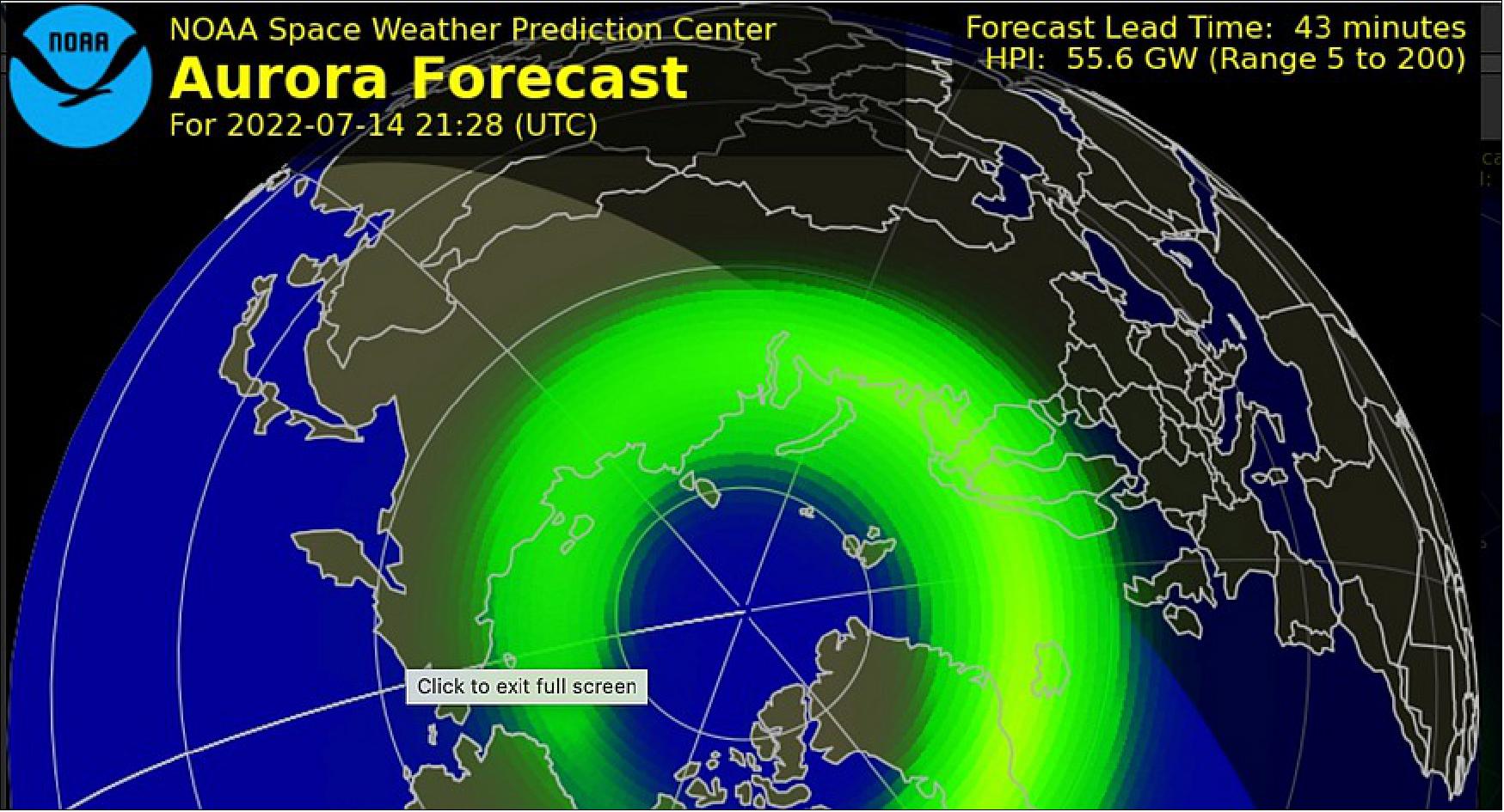 Figure 6: NOAA supplies products and data related to space weather including this 30-minute Aurora Forecast (image credit: NOAA Space Weather Prediction Center)