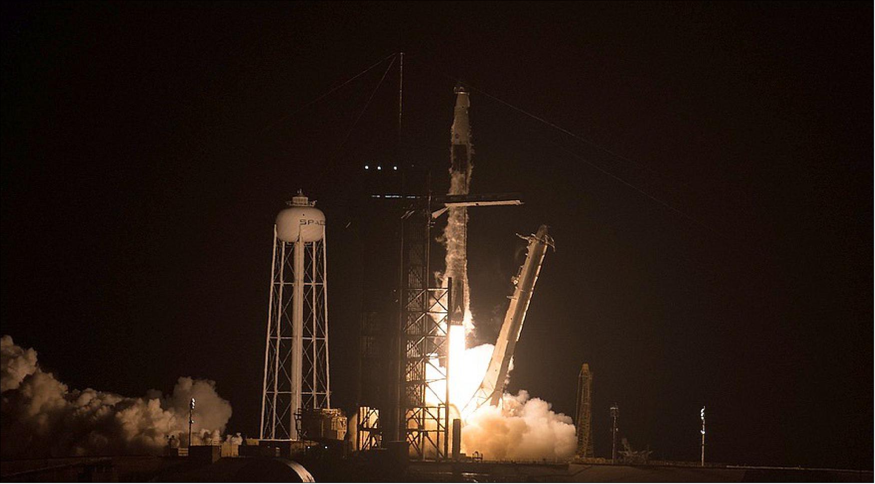 Figure 1: A Falcon 9 lifts off April 27 on the Crew-4 mission to the International Space Station (image credit: NASA/Aubrey Gemignani)