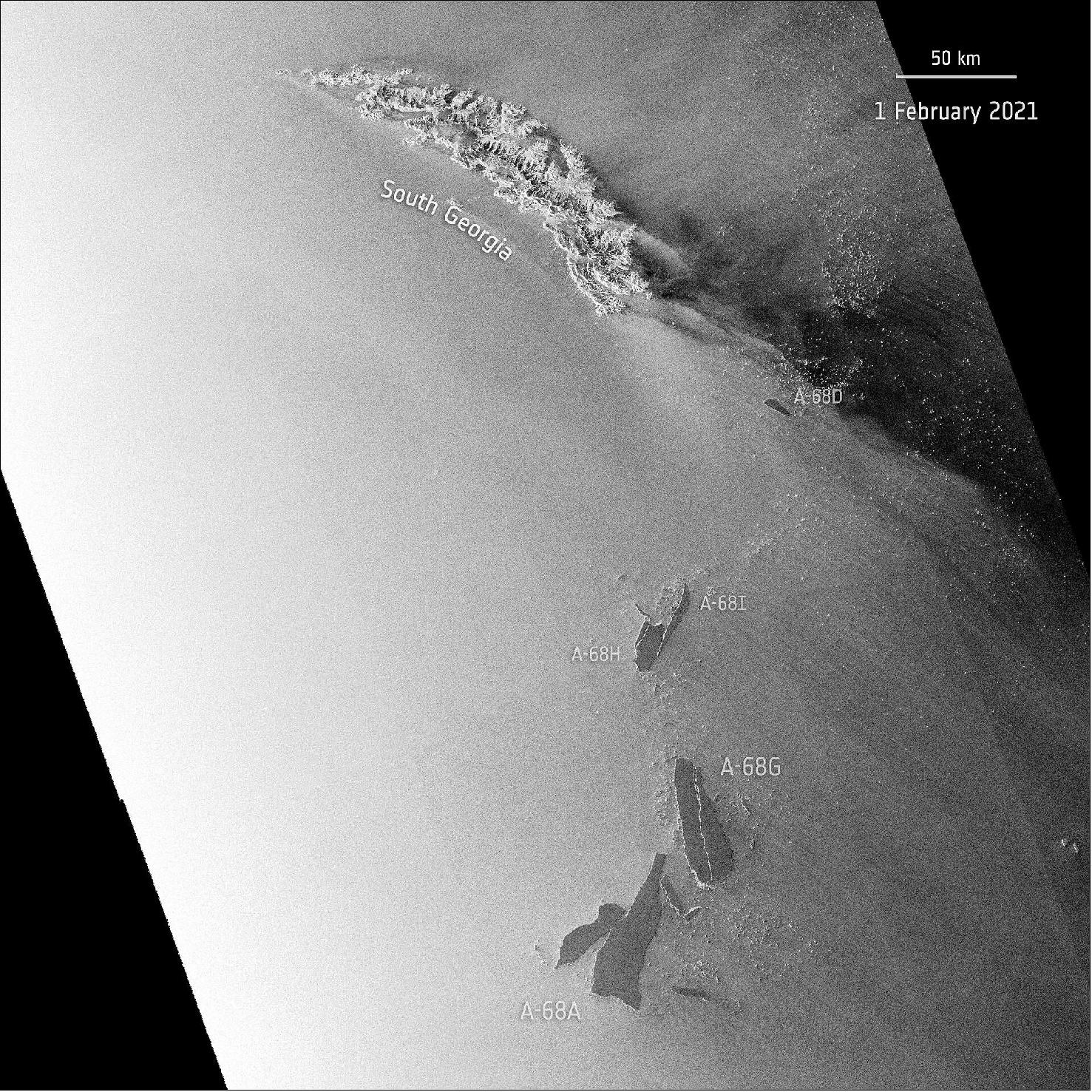 new iceberg calved from A-68A