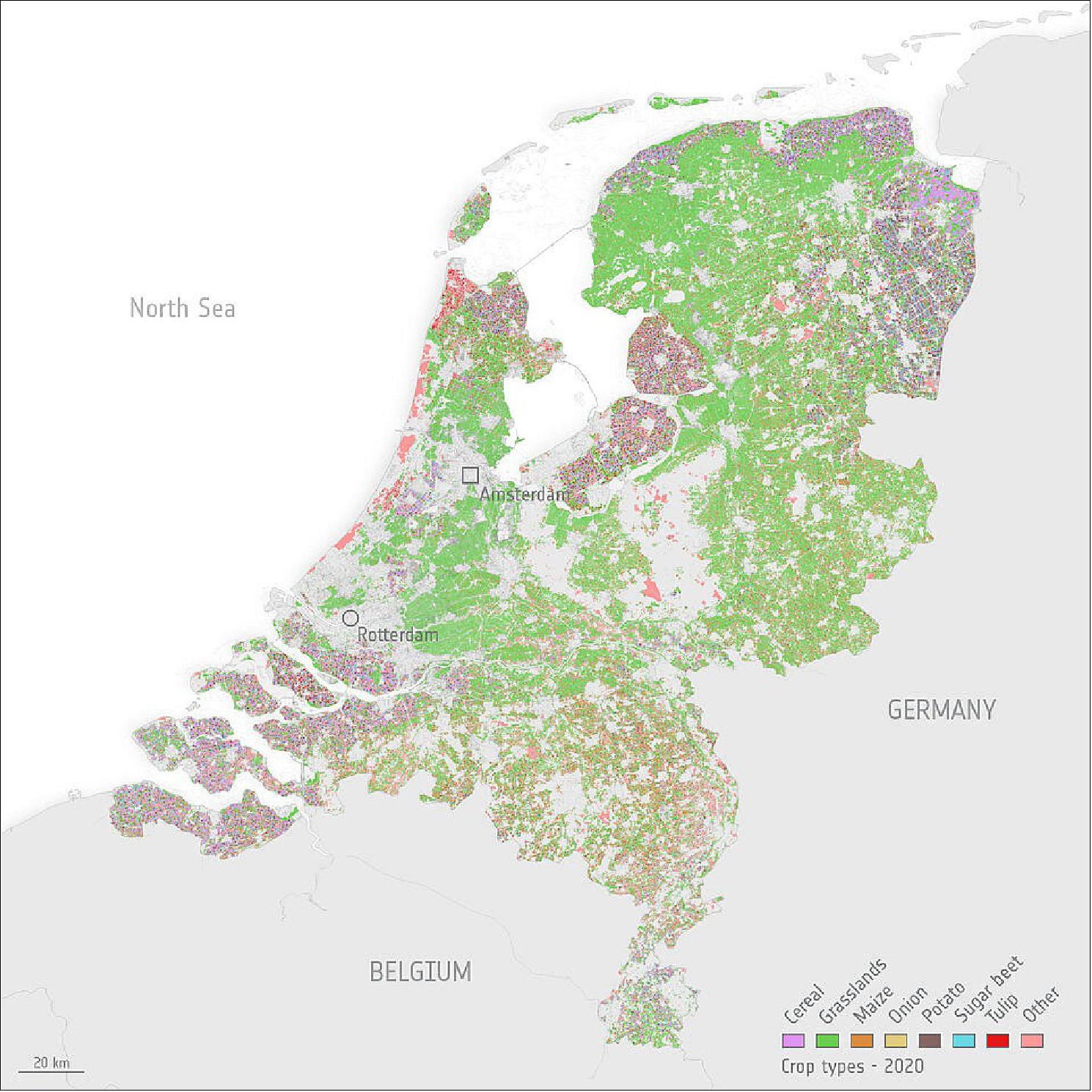  Crop type for all agricultural parcels in the Netherlands. 