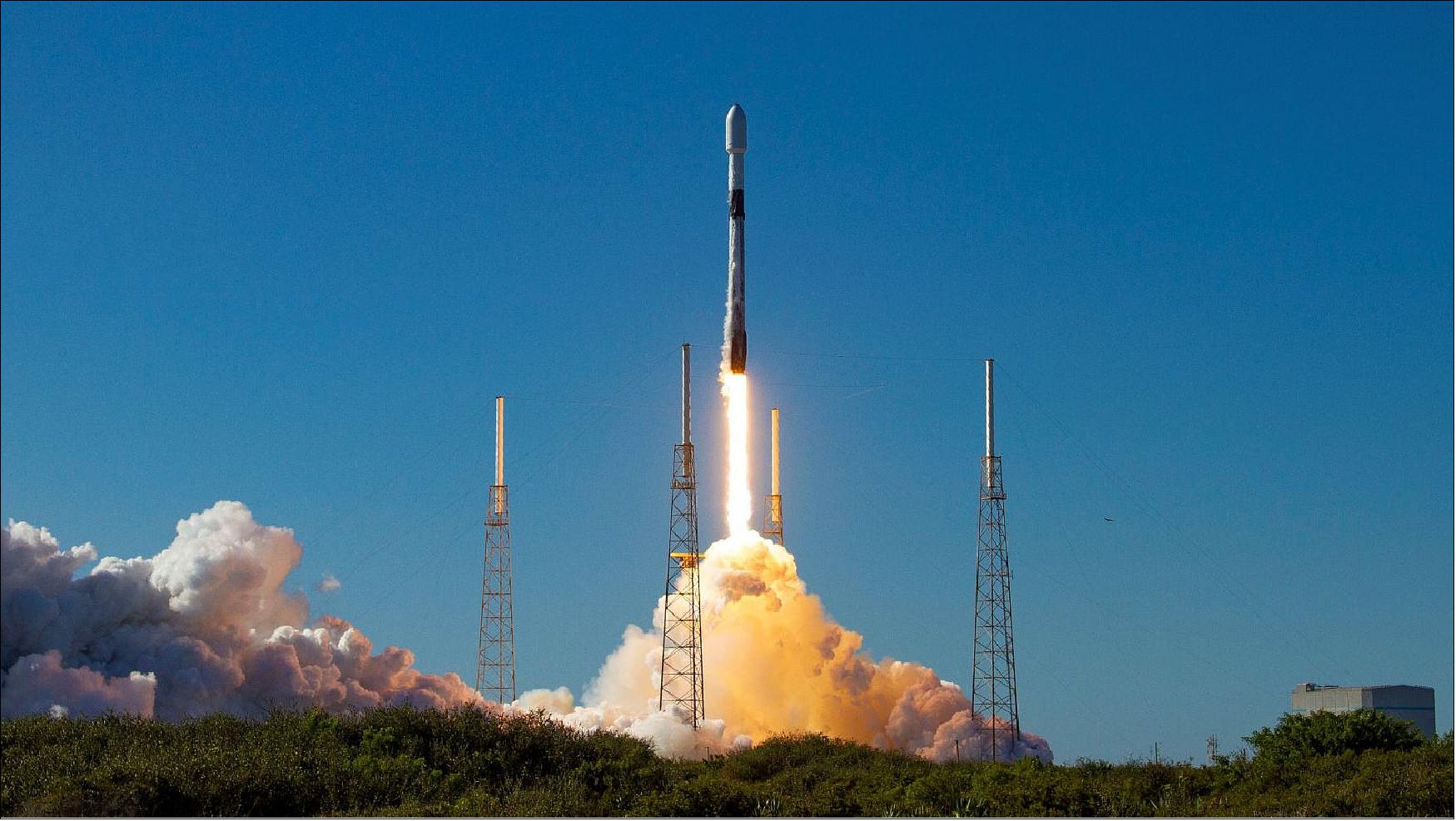 Figure 5: A Falcon 9 launches the Transporter-3 rideshare mission from Cape Canaveral, Florida (image credit: SpaceX)