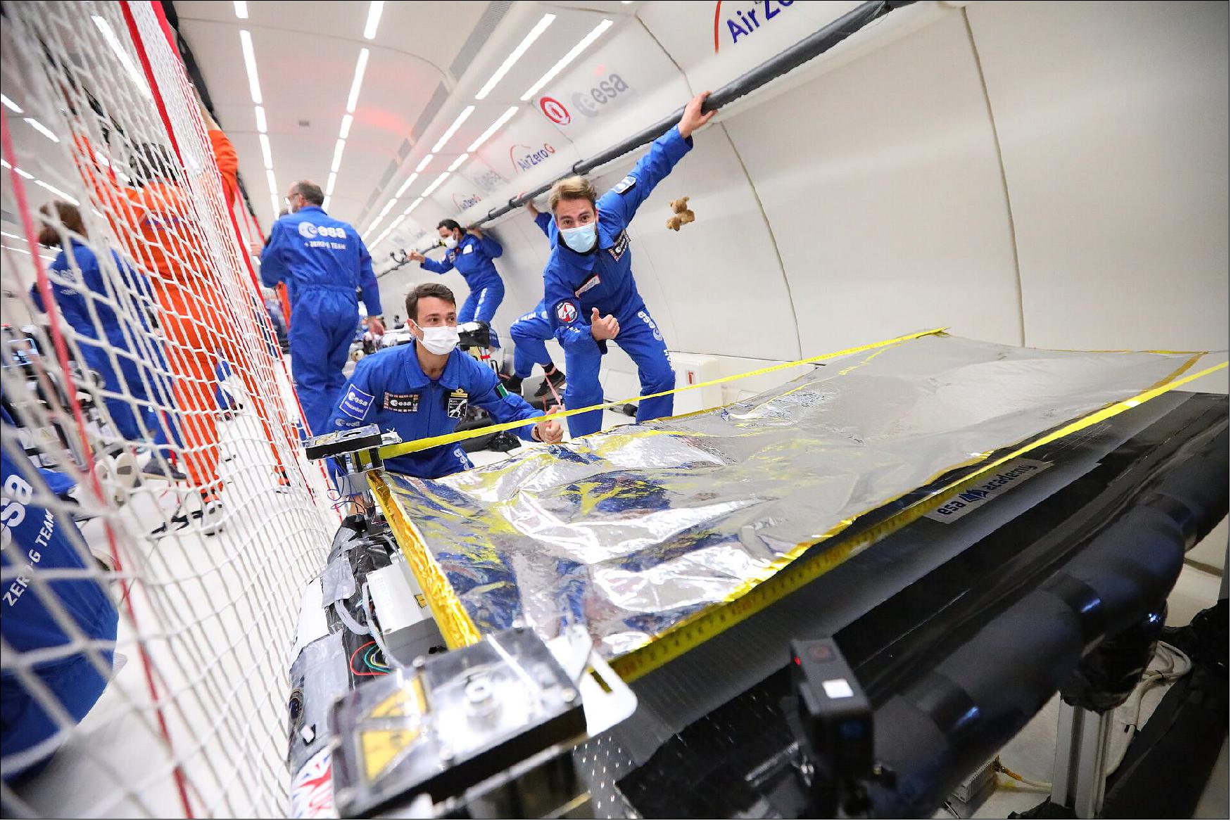 Figure 70: Fly Your Thesis! team LEOniDAS at the 77th ESA Parabolic Flight Campaign (image credit: Novespace)