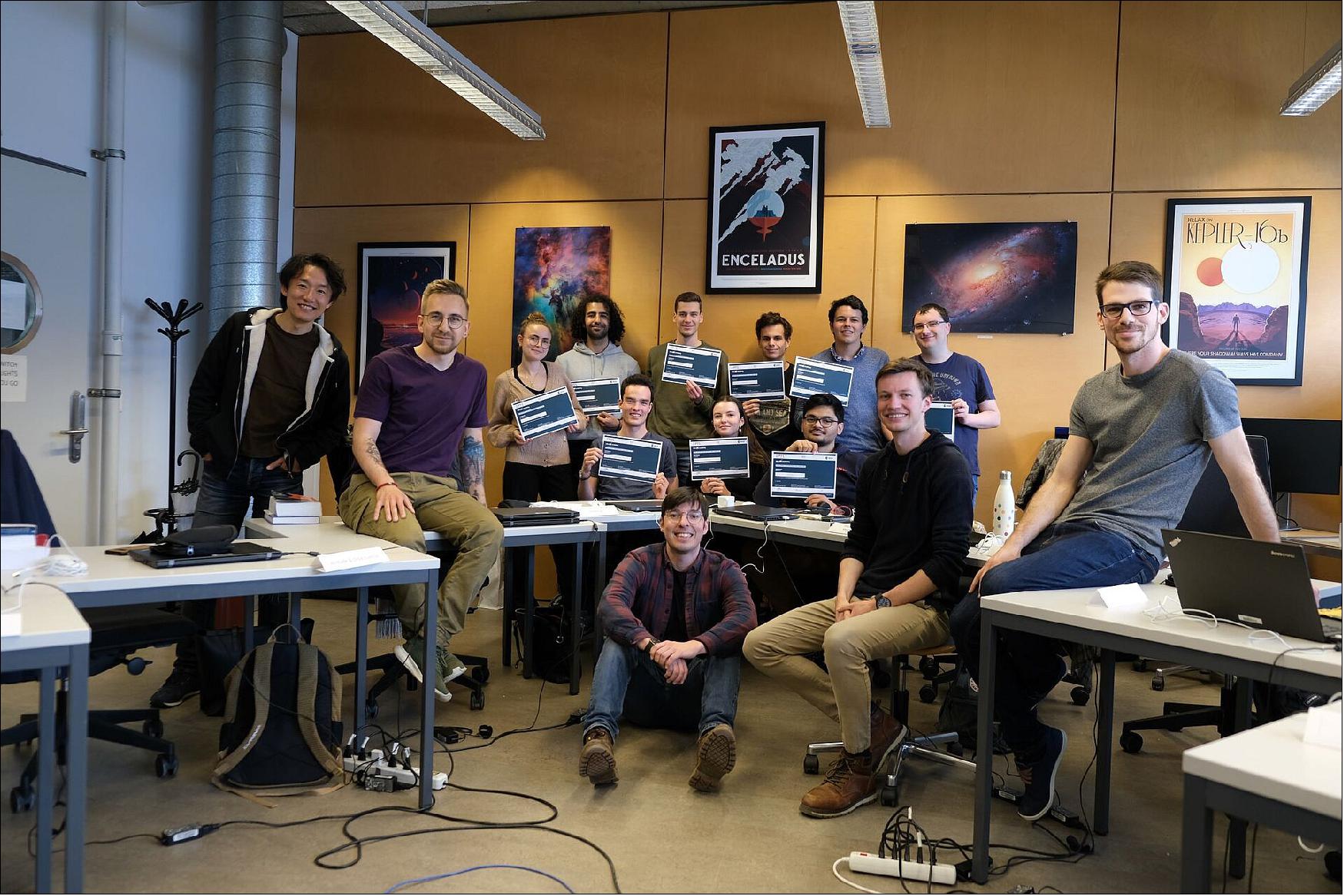 Figure 7: EPFL students with their certificates (image credit: ESA)