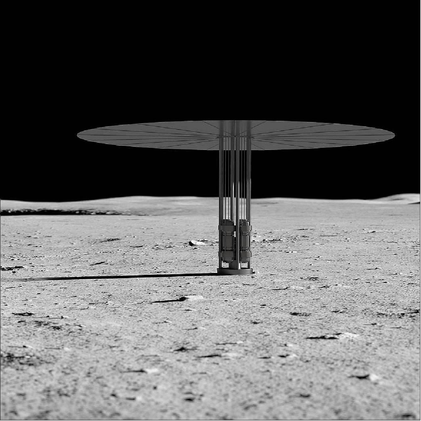 Figure 4: Artist's concept of a fission power system on the lunar surface (image credit: NASA)