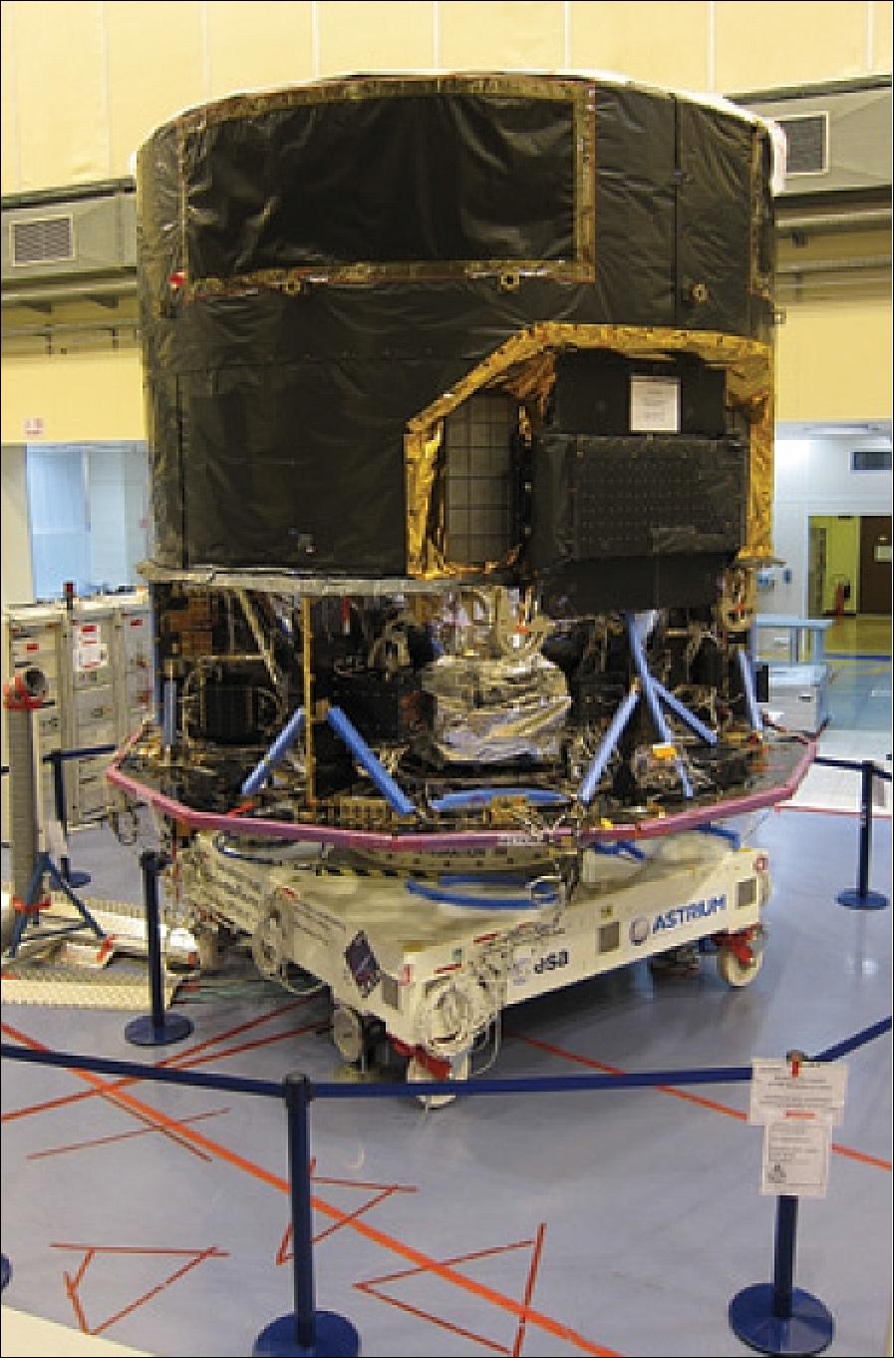 Figure 16: The Gaia flight model spacecraft undergoing final electrical tests at Astrium Toulouse in June 2013 (image credit: EADS Astrium)