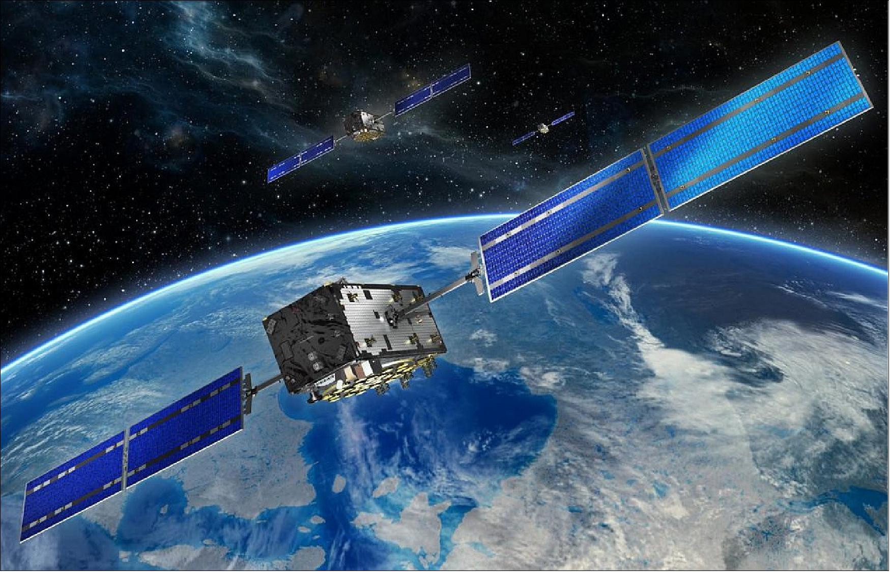 Figure 60: Europe's Galileo navigation satellites orbit 23 222 km above Earth to provide positioning, navigation and timing information all across the globe (image credit: GSA)