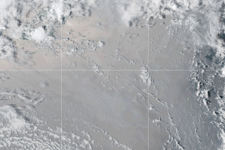 Figure 25: ABI (Advanced Baseline Imager) on NOAA’s Geostationary Operational Environmental Satellite 17 (GOES-17) captured the natural-color images for the animation between 5 and 8 p.m. local time (04:00 to 07:00 Universal Time) on January 15. The eruption produced what volcanologists call an umbrella cloud, and crescent-shaped bow shock waves rippled through the plume as it expanded upward and outward over the South Pacific (image credit: NASA Earth Observatory images by Joshua Stevens and Lauren Dauphin, using CALIPSO data from NASA/CNES, MODIS and VIIRS data from NASA EOSDIS LANCE and GIBS/Worldview and the Suomi National Polar-orbiting Partnership, and GOES imagery courtesy of NOAA and the National Environmental Satellite, Data, and Information Service (NESDIS). Story by Adam Voiland)