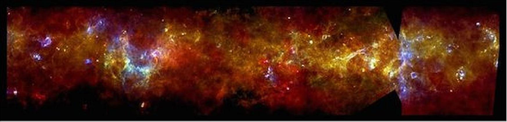 Figure 50: The filamentary structure of the Galactic Plane (image credit: ESA/PACS & SPIRE Consortium, S. Molinari, Hi-GAL Project)