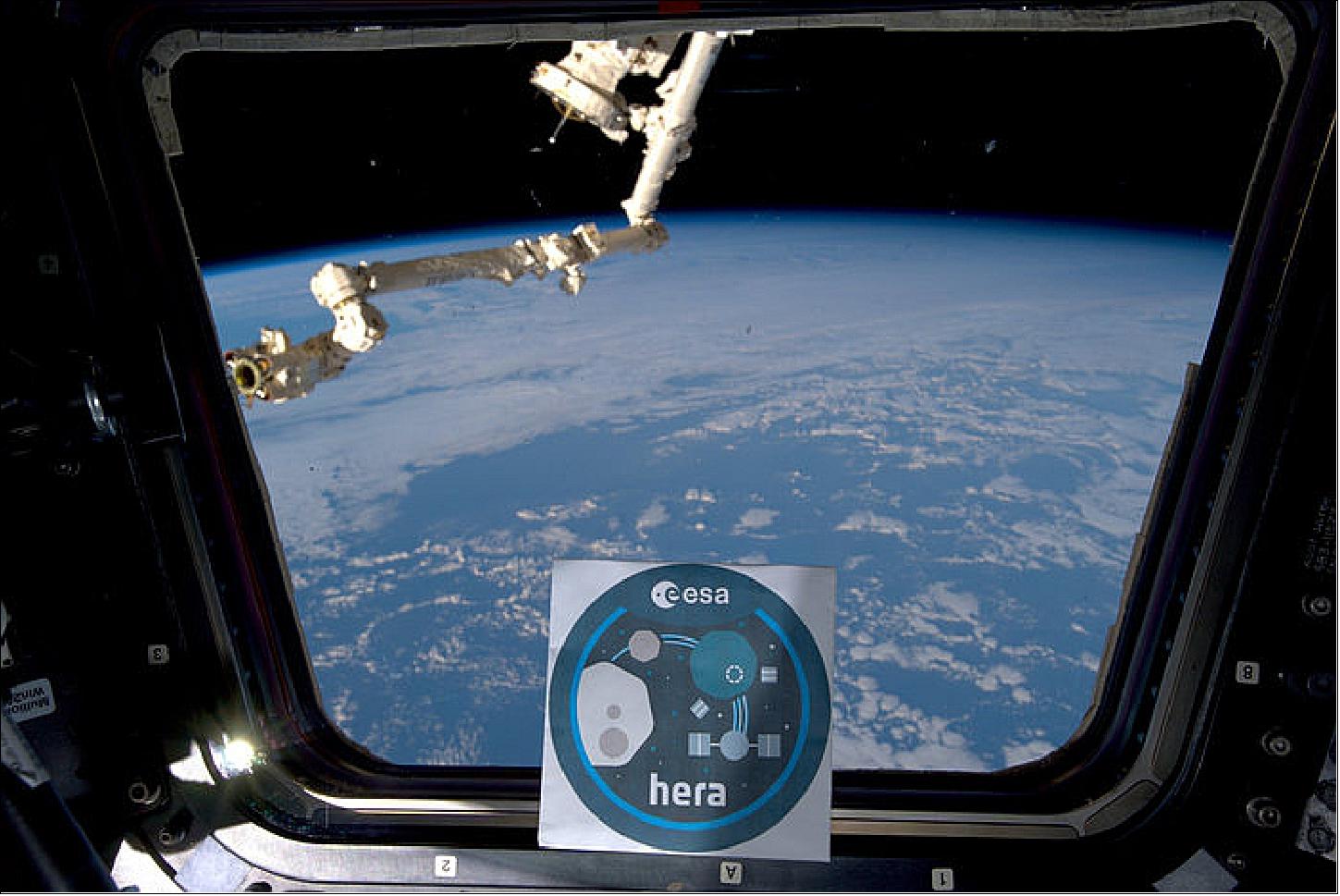 Figure 36: Hera logo aboard ISS (image credit: ESA, Luca Parmitano)