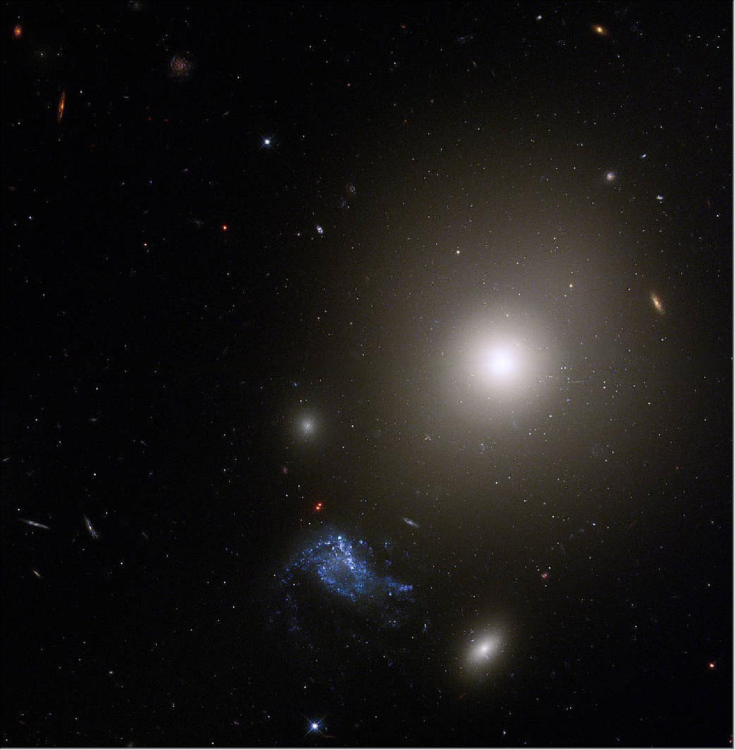 Figure 33: Hubble observed Minkowski’s Object and NGC 541 to get a better sense of how star formation occurs in this region, what kind of star formation takes place, and the properties of the jet that triggers it [image credit: NASA, ESA, and S. Croft (Eureka Scientific Inc.); Image Processing: Gladys Kober (NASA Goddard/Catholic University of America)]