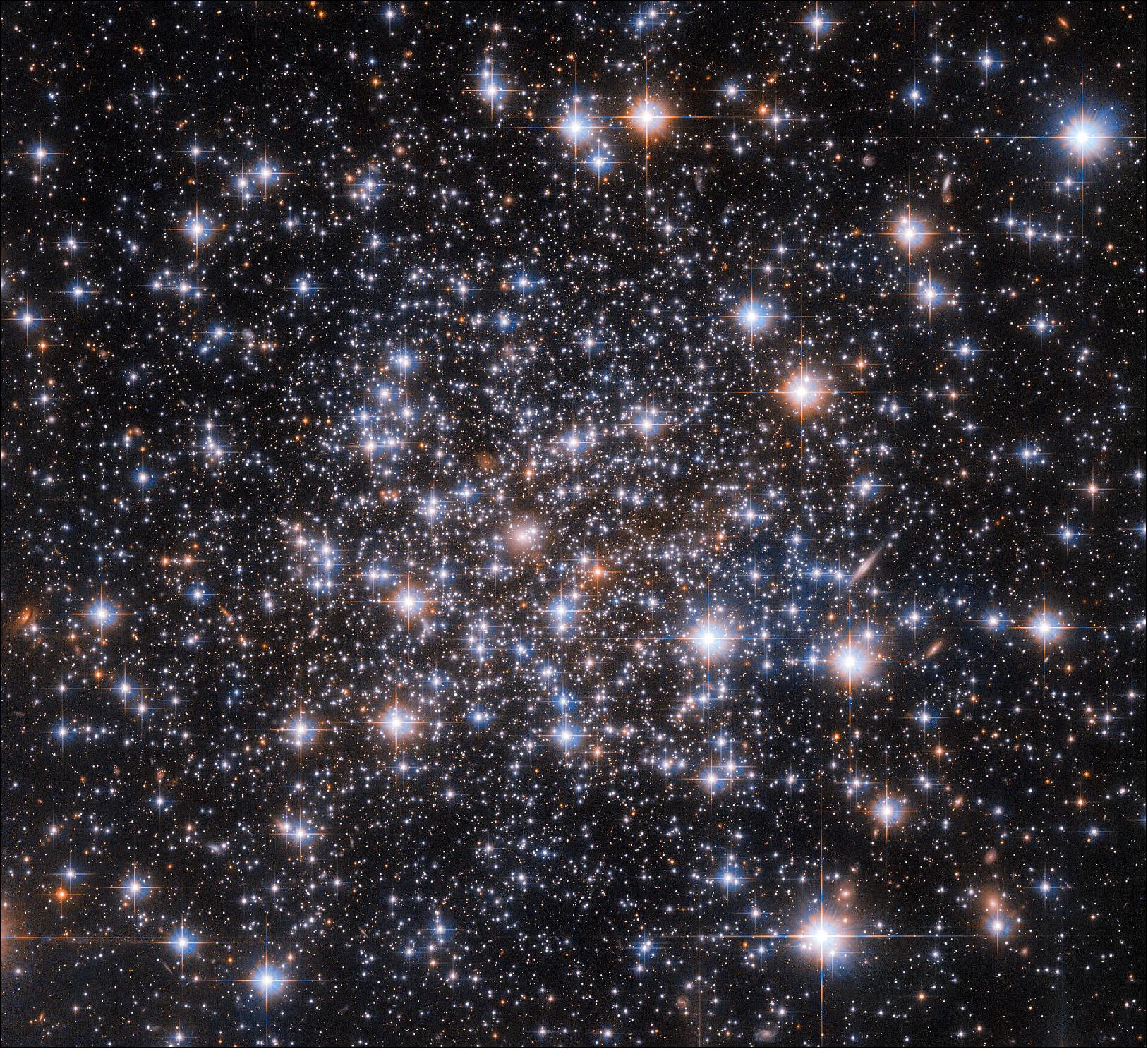 Figure 25: Hubble captured this star-studded image using one of its most versatile instruments; the Advanced Camera for Surveys (ACS). Much like the stars in globular clusters, Hubble’s instruments also have distinct generations: ACS is a third generation instrument which replaced the original Faint Object Camera in 2002. Some of Hubble’s other instruments have also gone through three iterations: the Wide Field Camera 3 replaced the Wide Field and Planetary Camera 2 (WFPC2) during the final servicing mission to Hubble. WFPC2 itself replaced the original Wide Field and Planetary Camera, which was installed on Hubble at launch (image credit: ESA/Hubble & NASA, A. Dotter; CC BY 4.0)